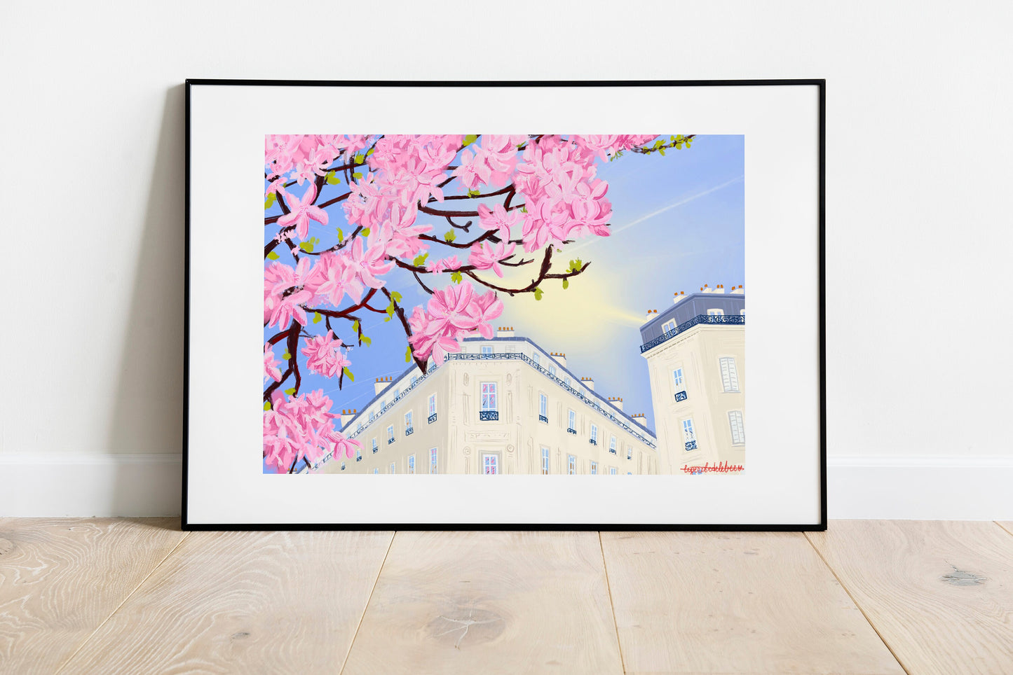 Paris Magnolia Bloom Art Print: Spring City View