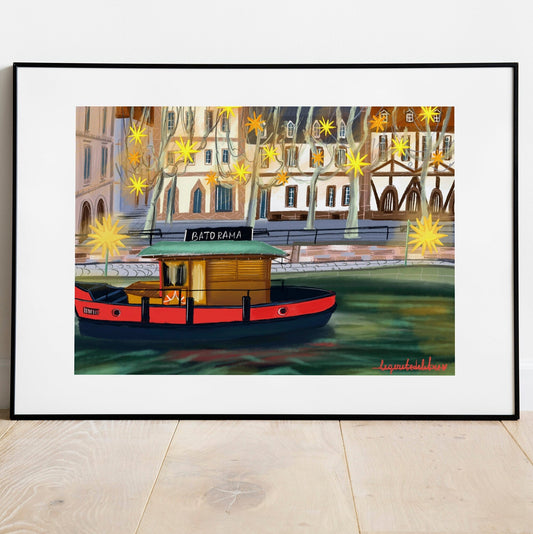 Strasbourg France Boat Print: Nautical Wall Art
