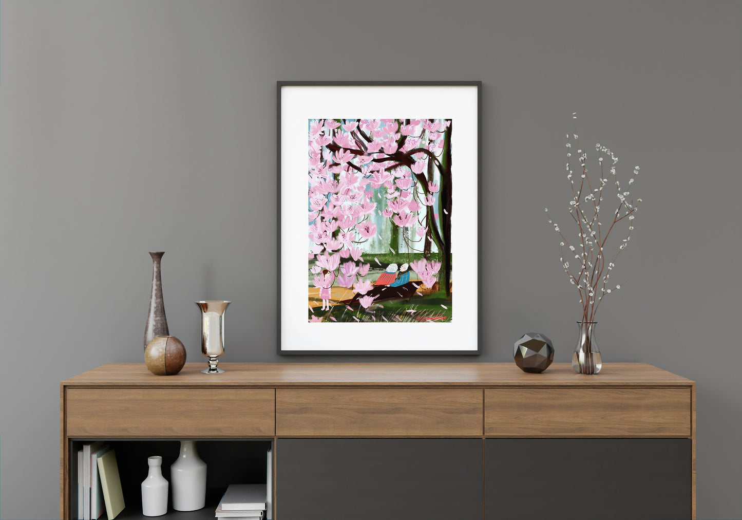 Romantic grandparents print|Cherry blossom tree poster|Grandparents anniversary gift idea| Lovely grandparents wall art|Cherry blossom print