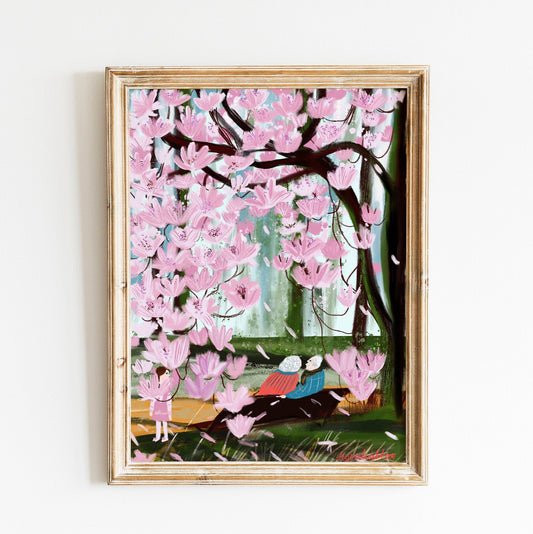 Romantic grandparents print|Cherry blossom tree poster|Grandparents anniversary gift idea| Lovely grandparents wall art|Cherry blossom print