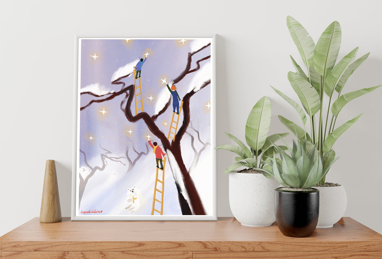 Christmas Stars Art Print: Winter Children's Room Decor