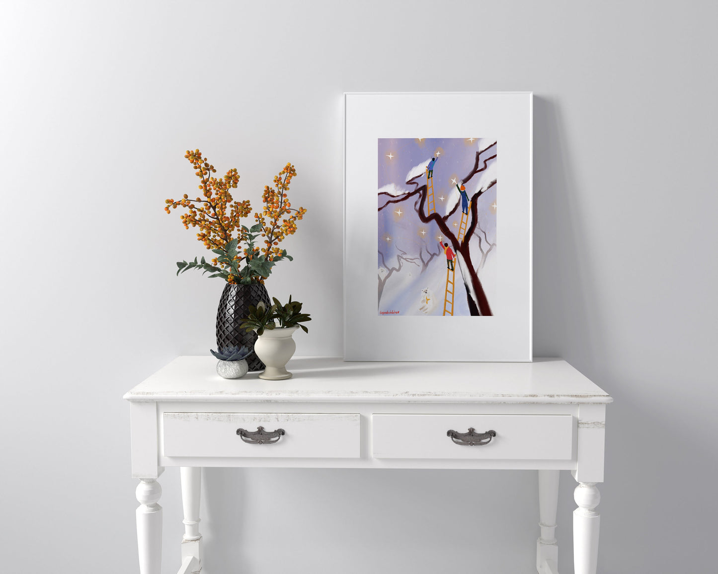 Christmas Stars Art Print: Winter Children's Room Decor