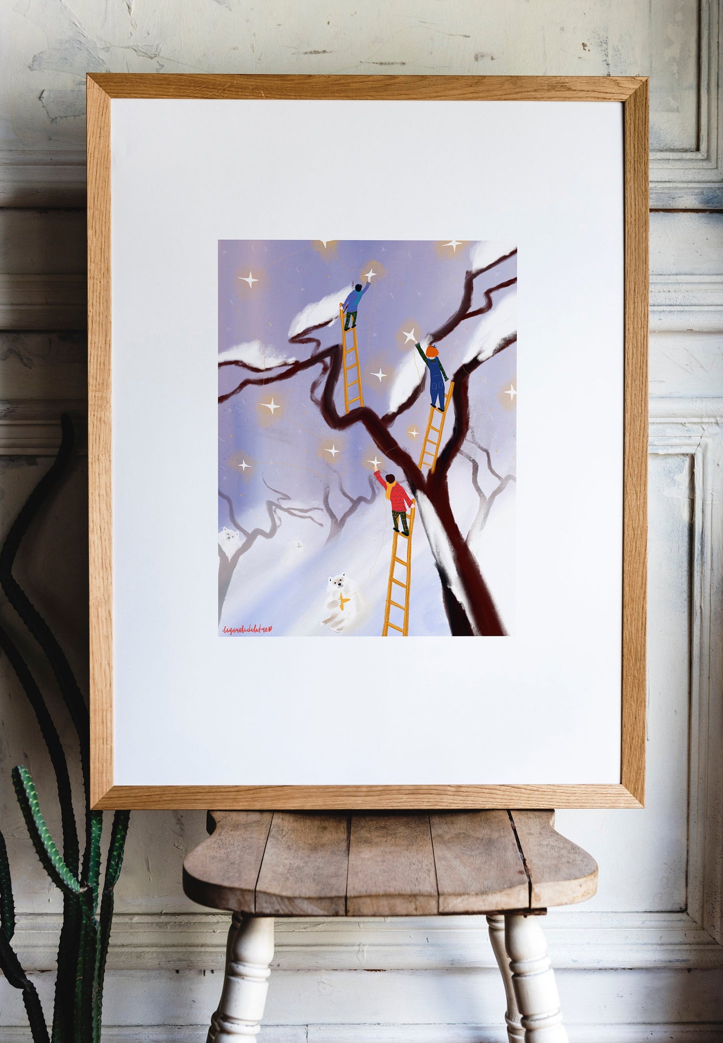Christmas Stars Art Print: Winter Children's Room Decor