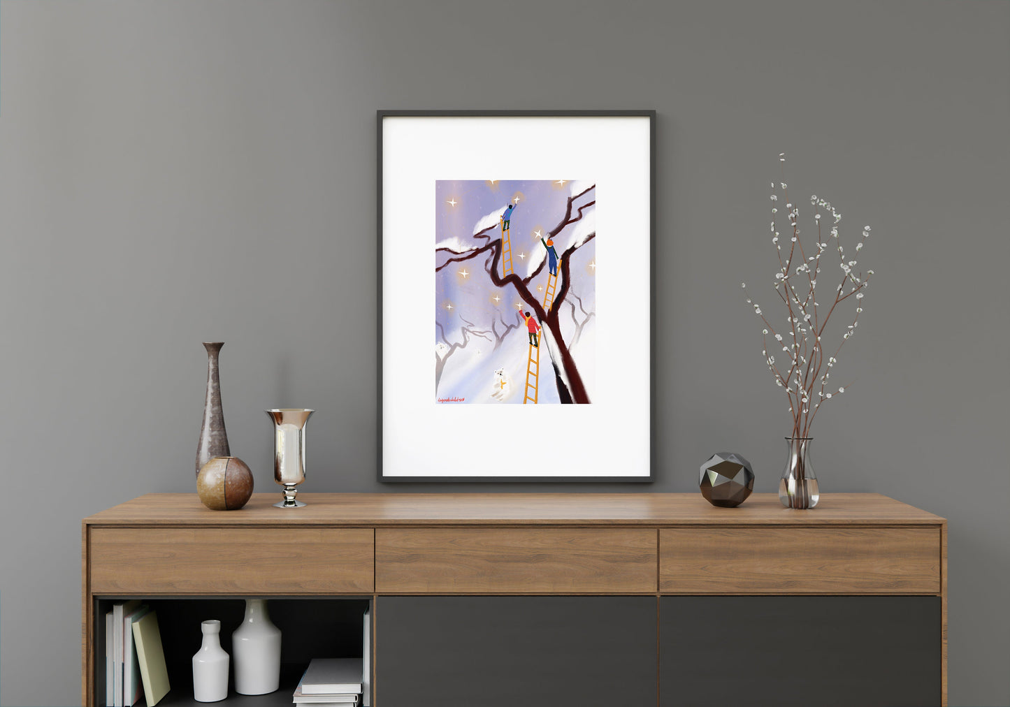 Christmas Stars Art Print: Winter Children's Room Decor