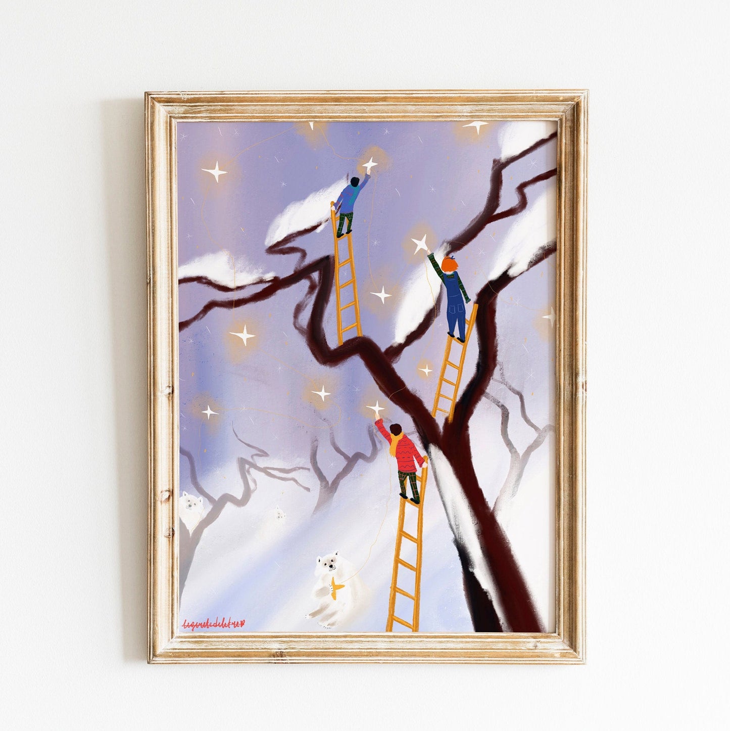Christmas Stars Art Print: Winter Children's Room Decor