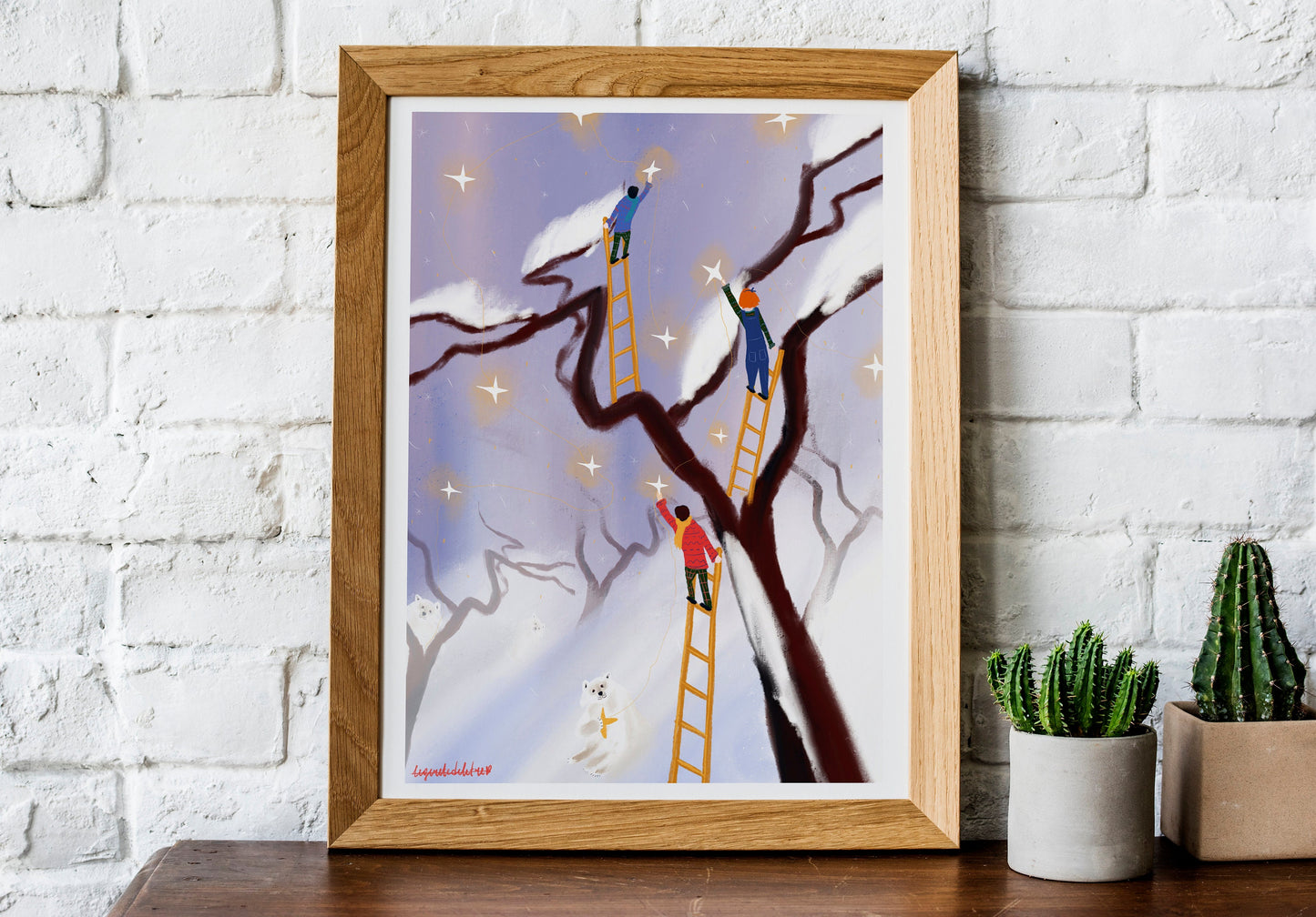 Christmas Stars Art Print: Winter Children's Room Decor