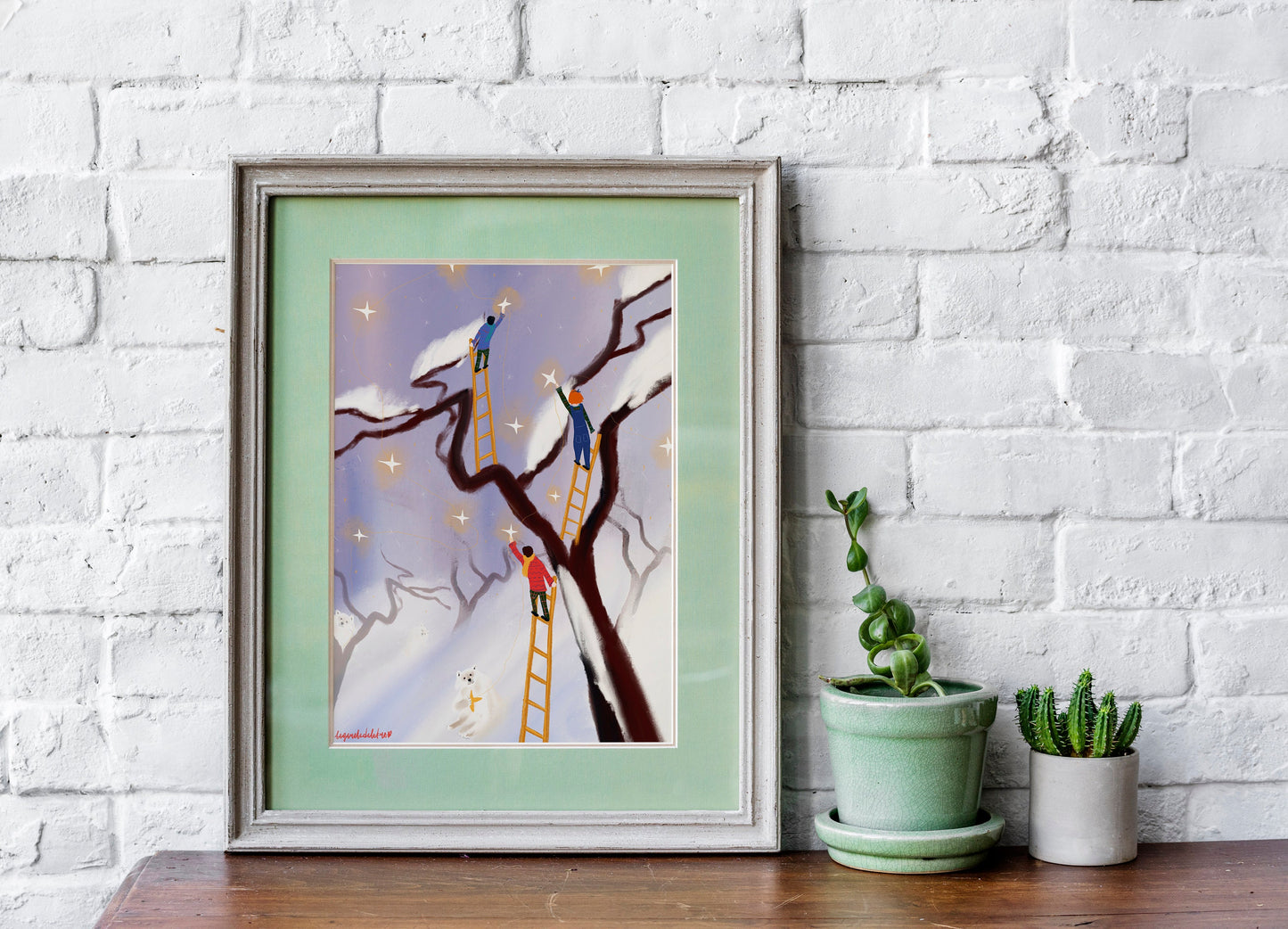Christmas Stars Art Print: Winter Children's Room Decor