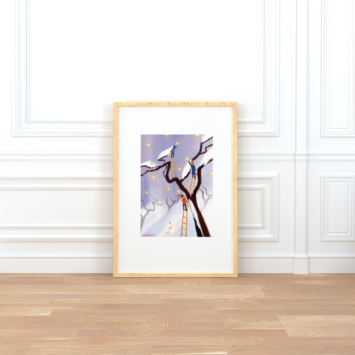 Christmas Stars Art Print: Winter Children's Room Decor