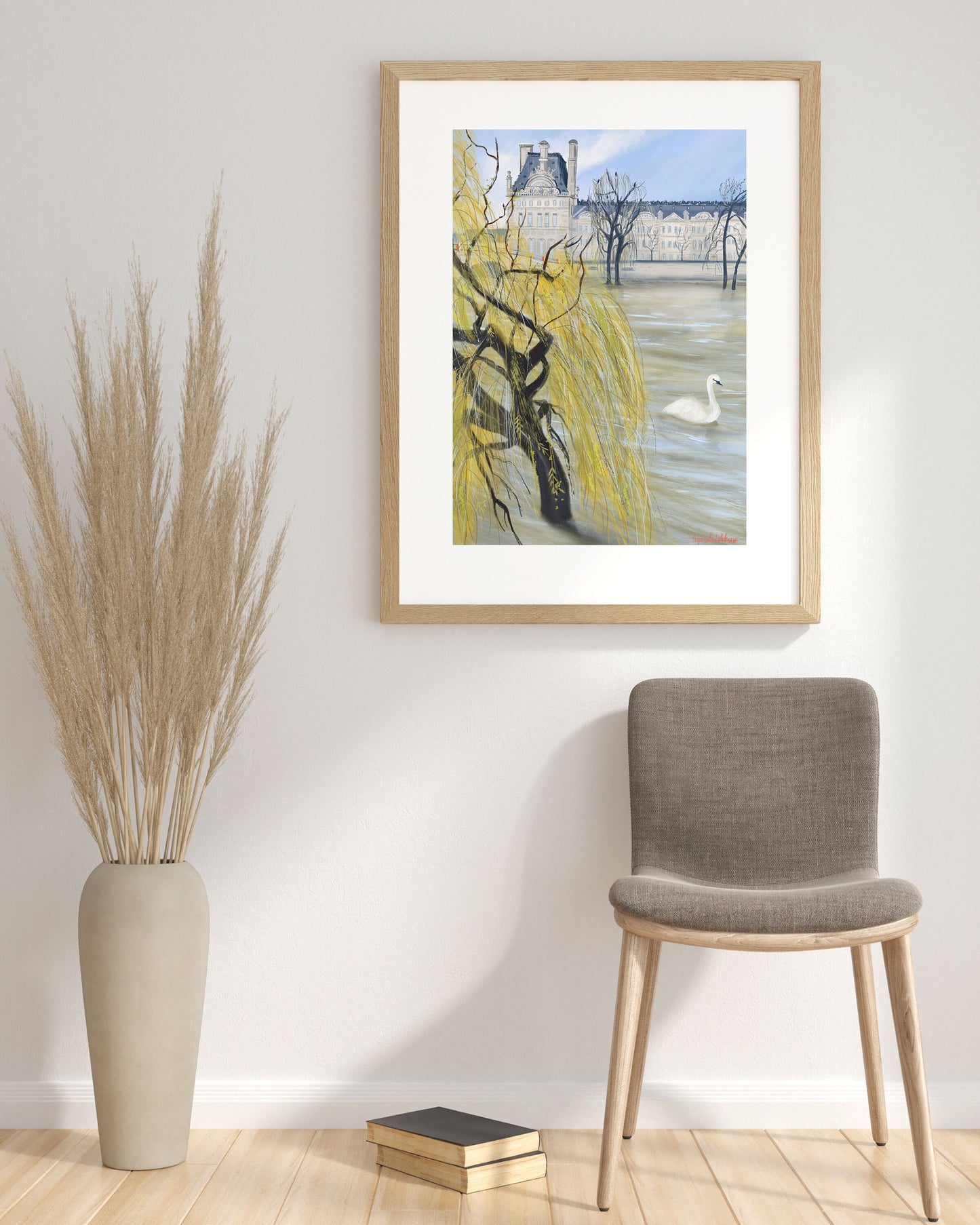 Seine River Print: Paris February Swan Art Poster