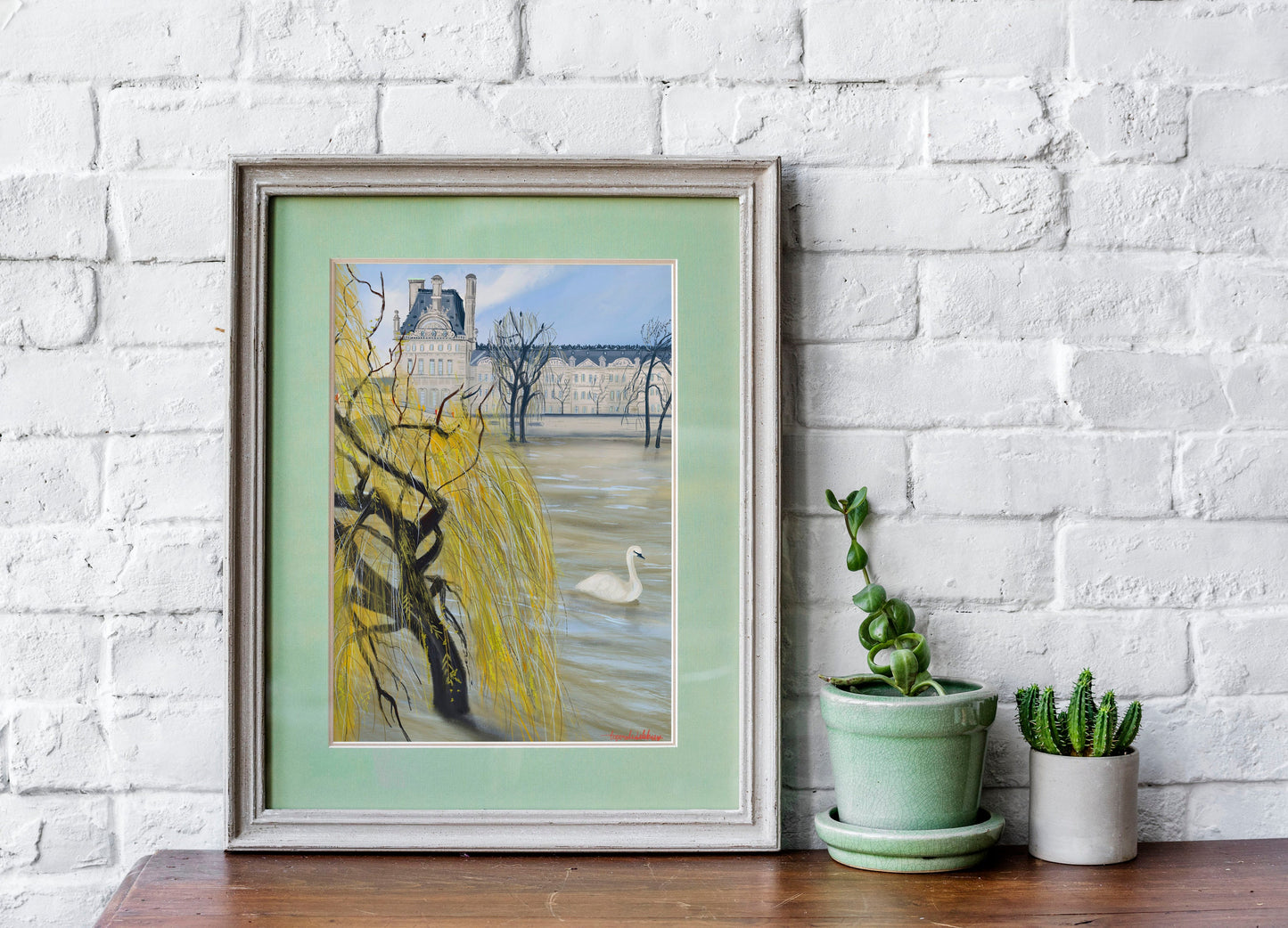 Seine River Print: Paris February Swan Art Poster