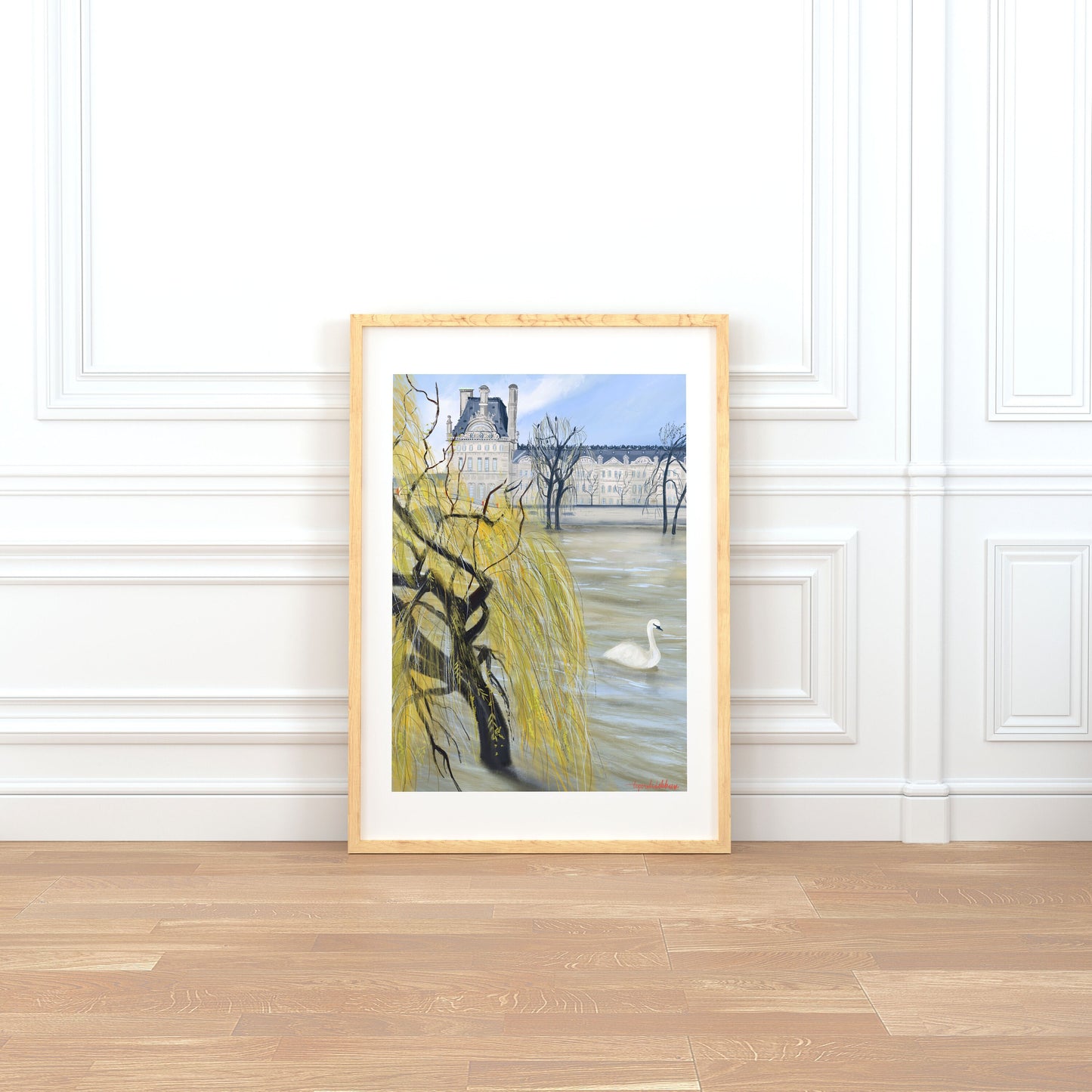 Seine River Print: Paris February Swan Art Poster