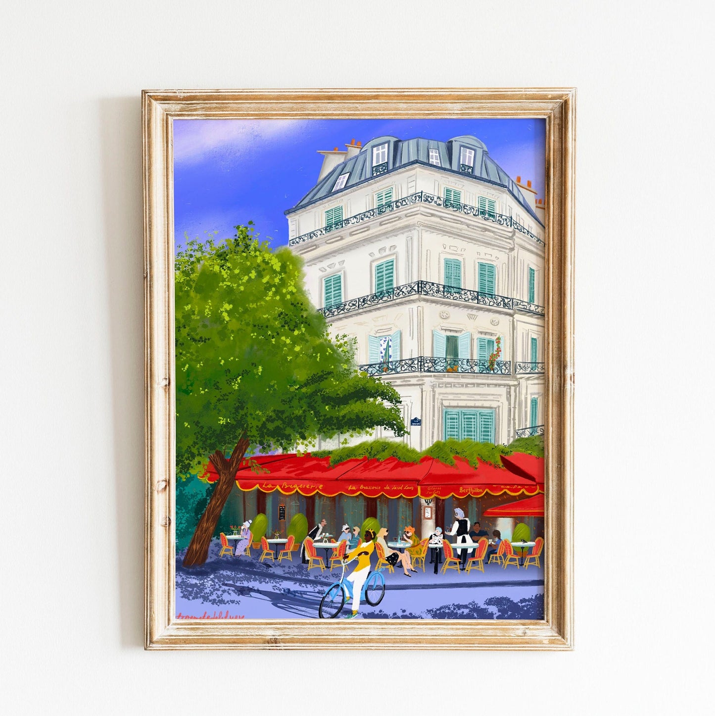 Parisian Cafe Art Print: Hot Summer Day in Paris