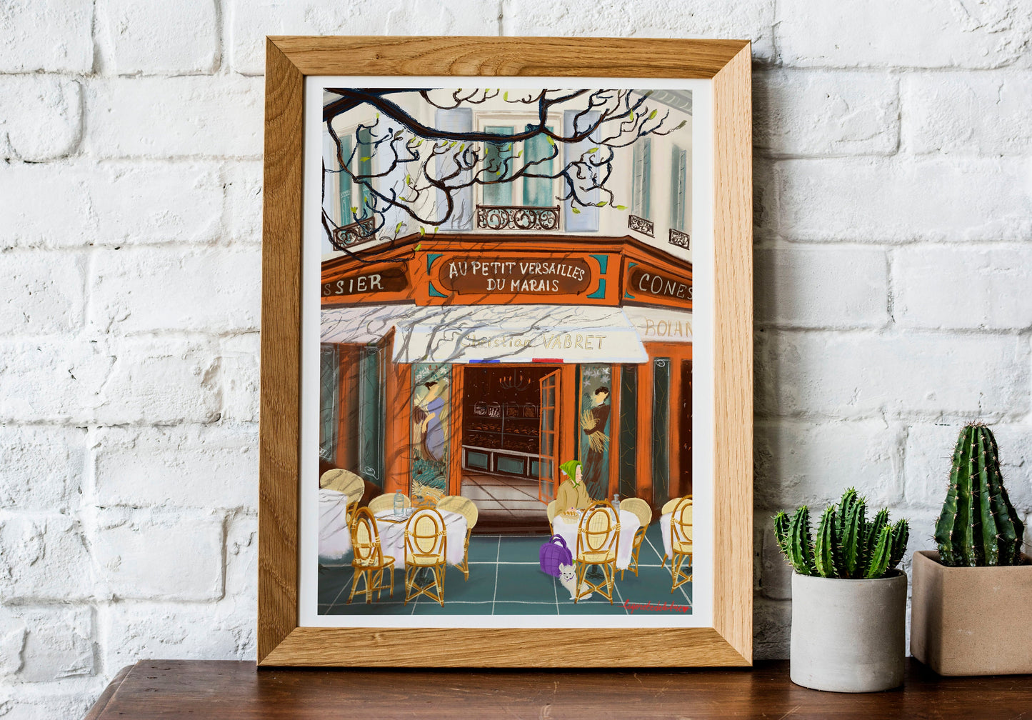 Paris Terrace Art Print: Parisian Lifestyle Fine Art Paper Poster