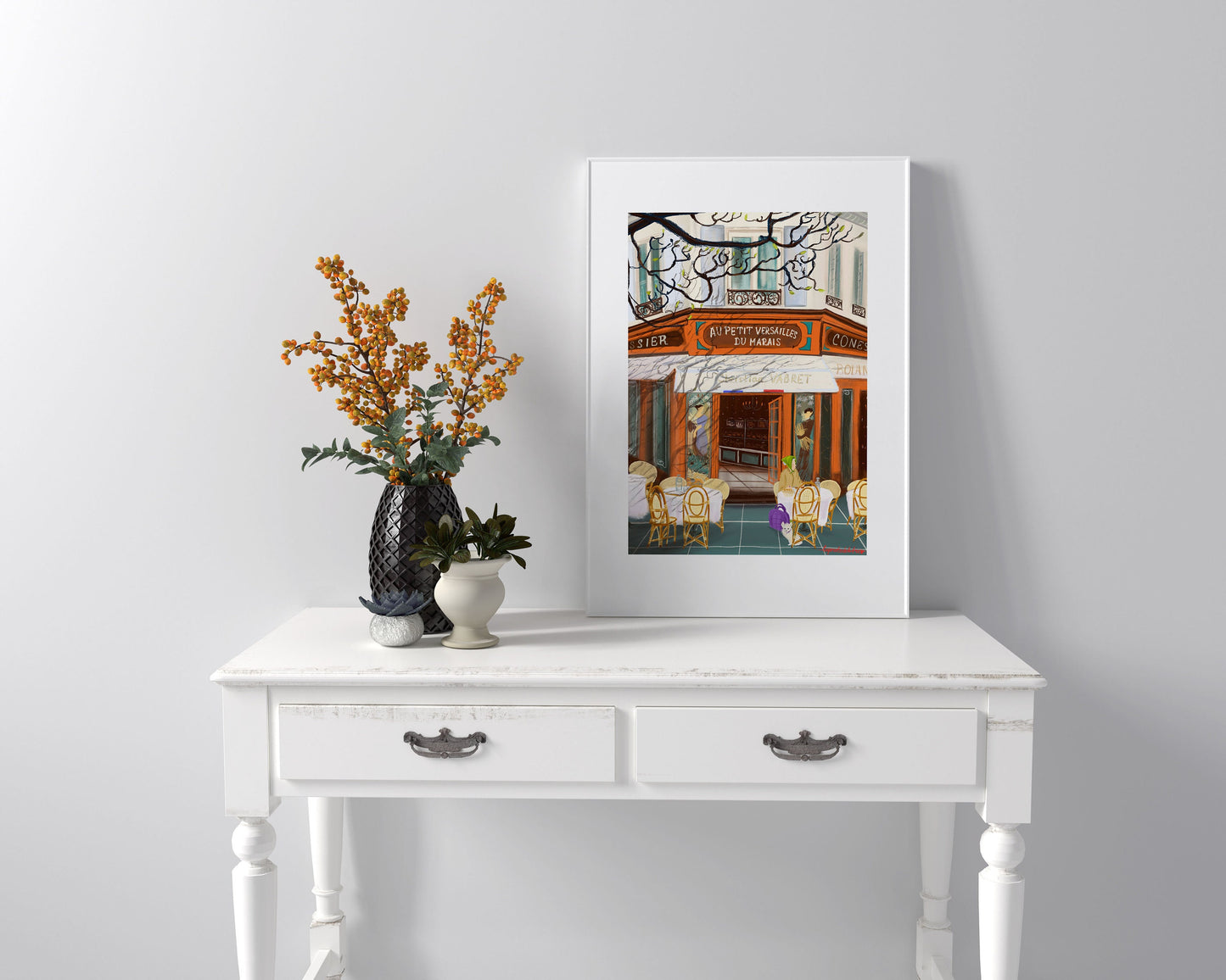 Paris Terrace Art Print: Parisian Lifestyle Fine Art Paper Poster