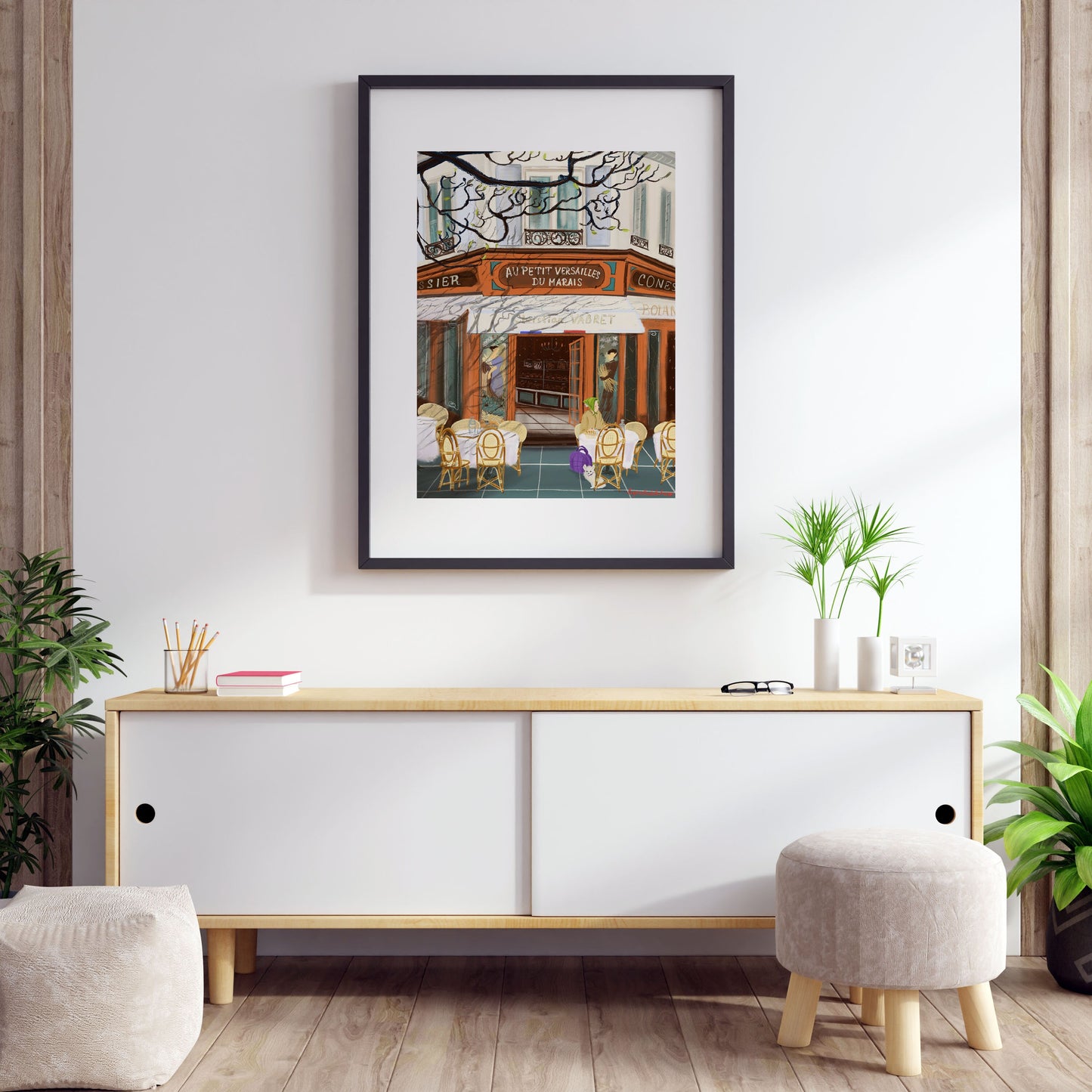 Paris Terrace Art Print: Parisian Lifestyle Fine Art Paper Poster