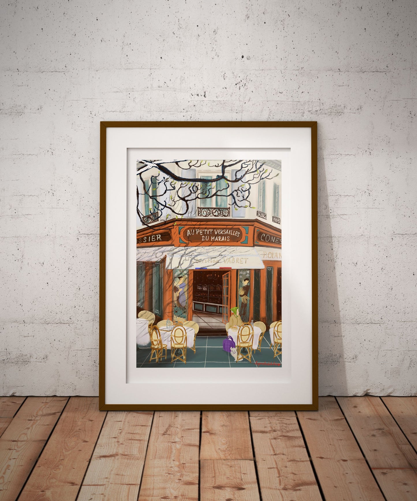 Paris Terrace Art Print: Parisian Lifestyle Fine Art Paper Poster
