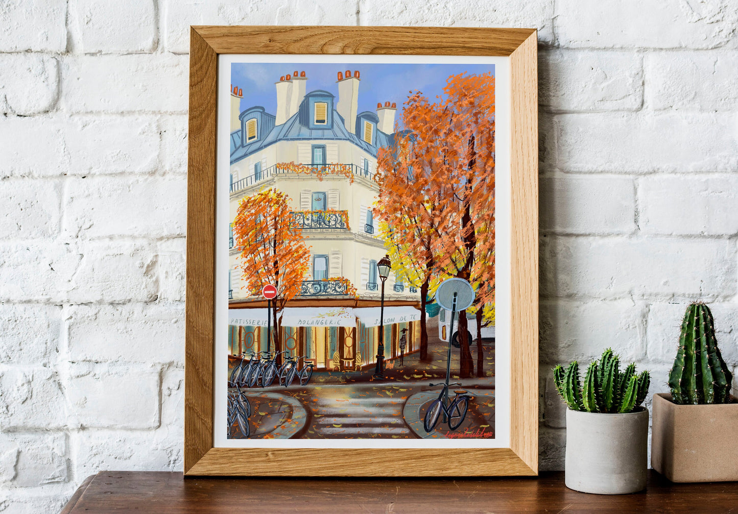 Parisian Autumn Scene Art Print: Colorful Architecture Poster