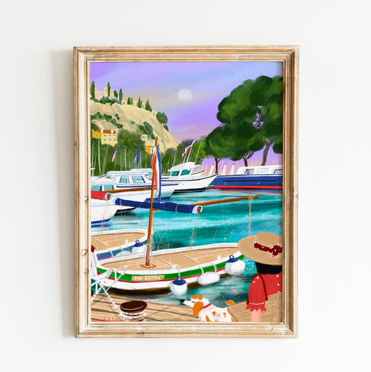 Cassis France Art Print: French Riviera Port Scene