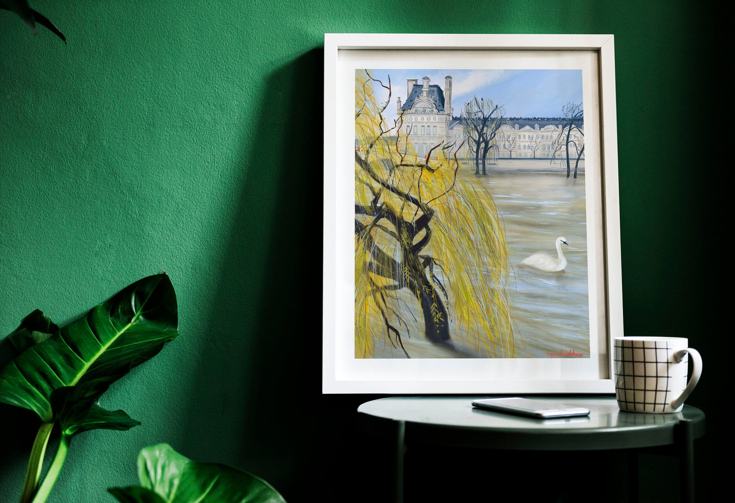 Seine River Print: Paris February Swan Art Poster