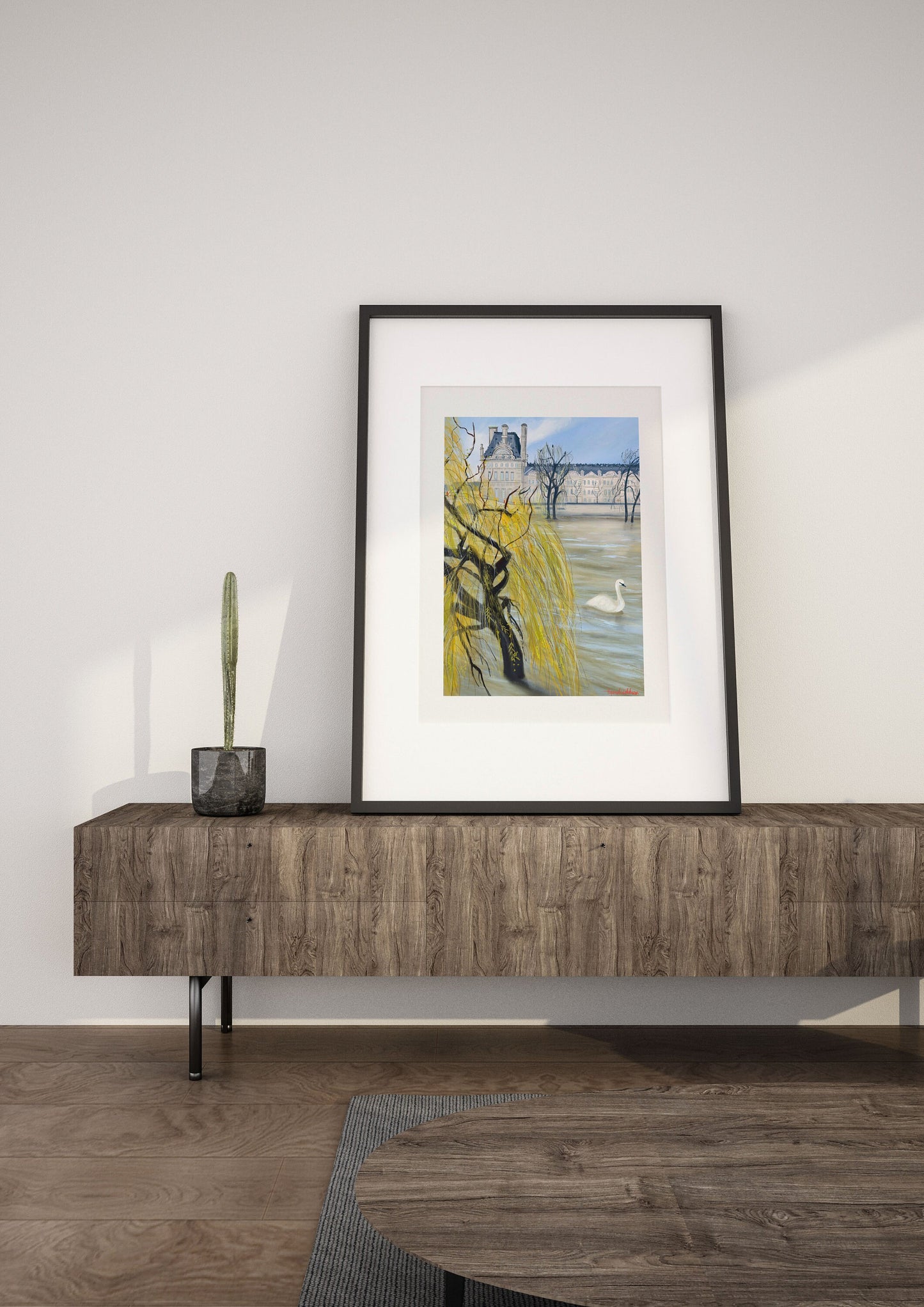 Seine River Print: Paris February Swan Art Poster
