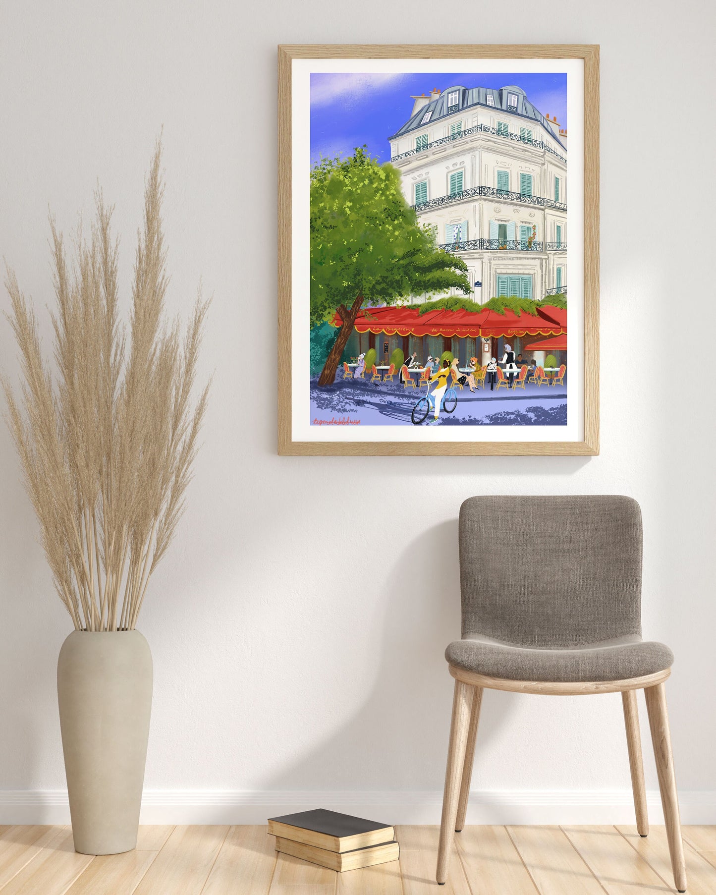 Parisian Cafe Art Print: Hot Summer Day in Paris