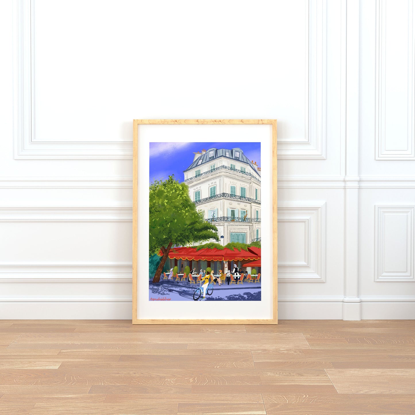 Parisian Cafe Art Print: Hot Summer Day in Paris