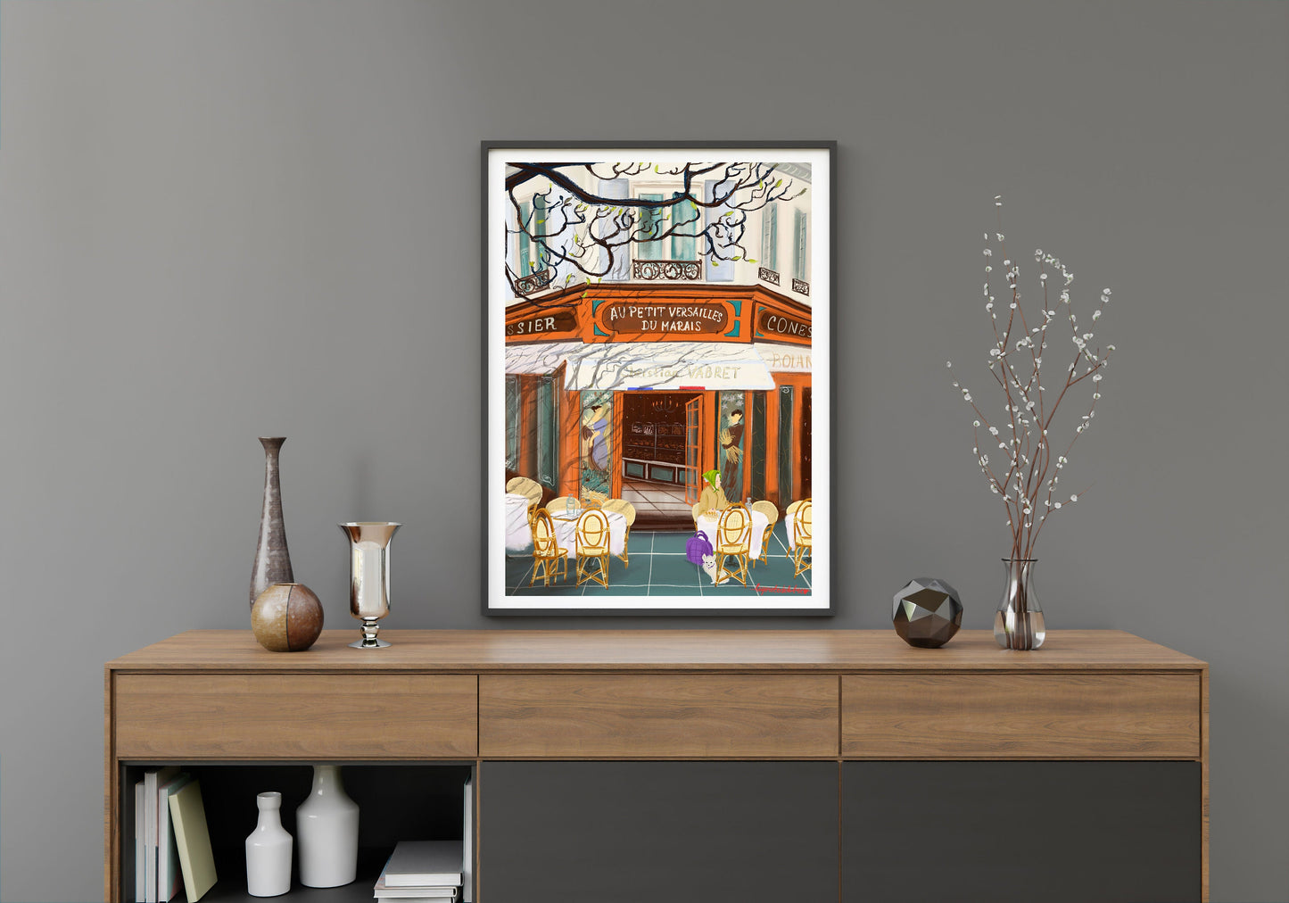 Paris Terrace Art Print: Parisian Lifestyle Fine Art Paper Poster