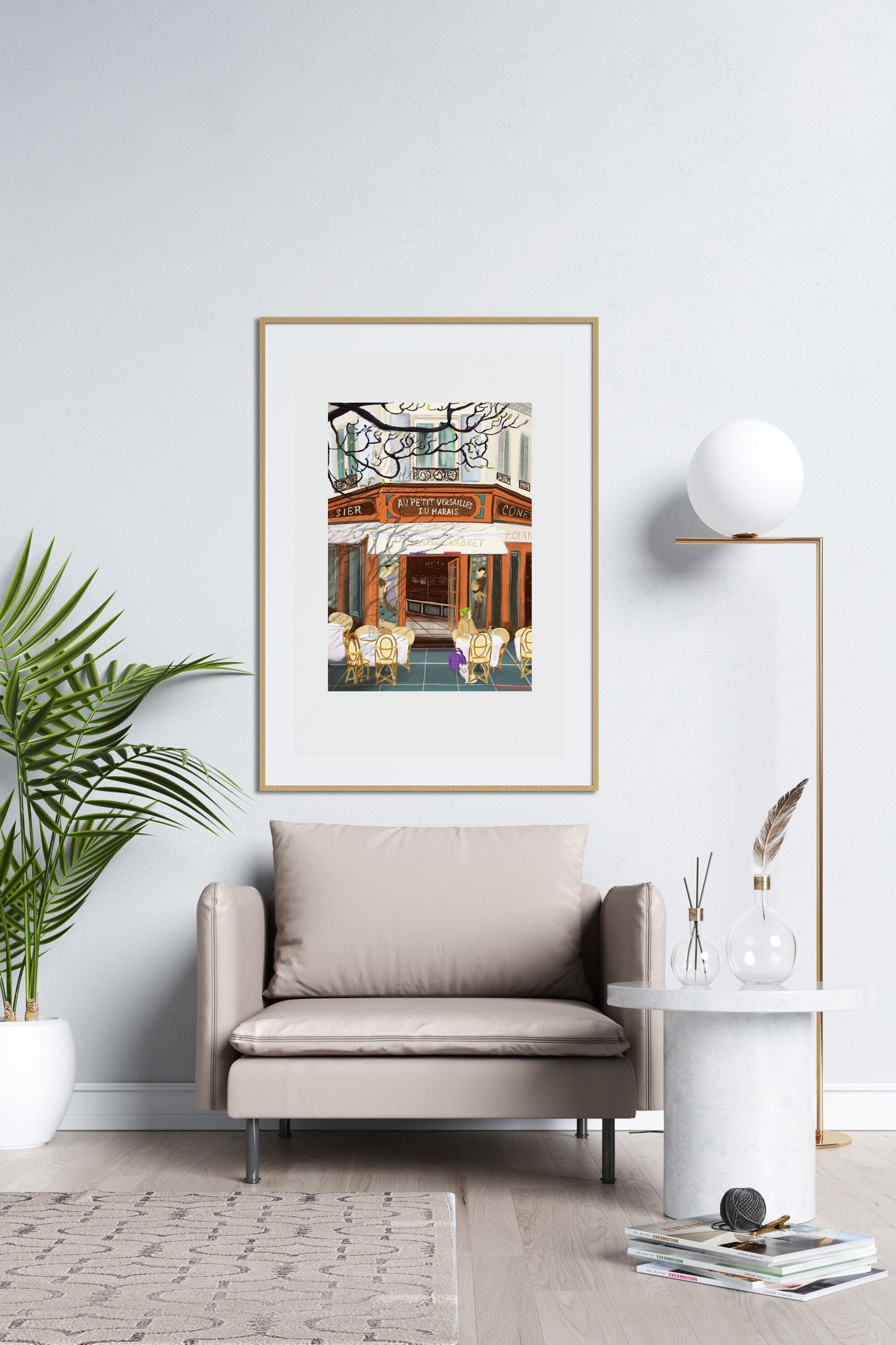 Paris Terrace Art Print: Parisian Lifestyle Fine Art Paper Poster