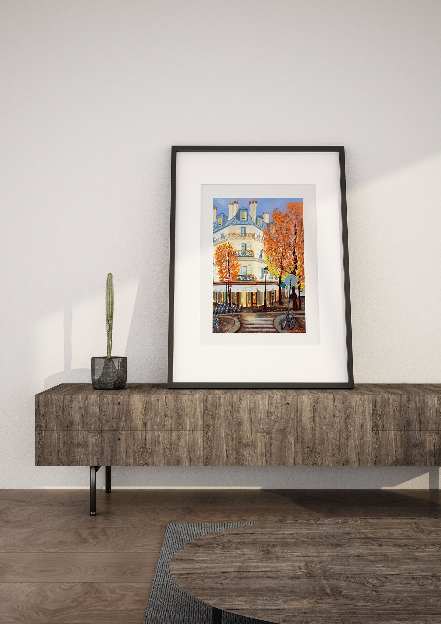 Parisian Autumn Scene Art Print: Colorful Architecture Poster