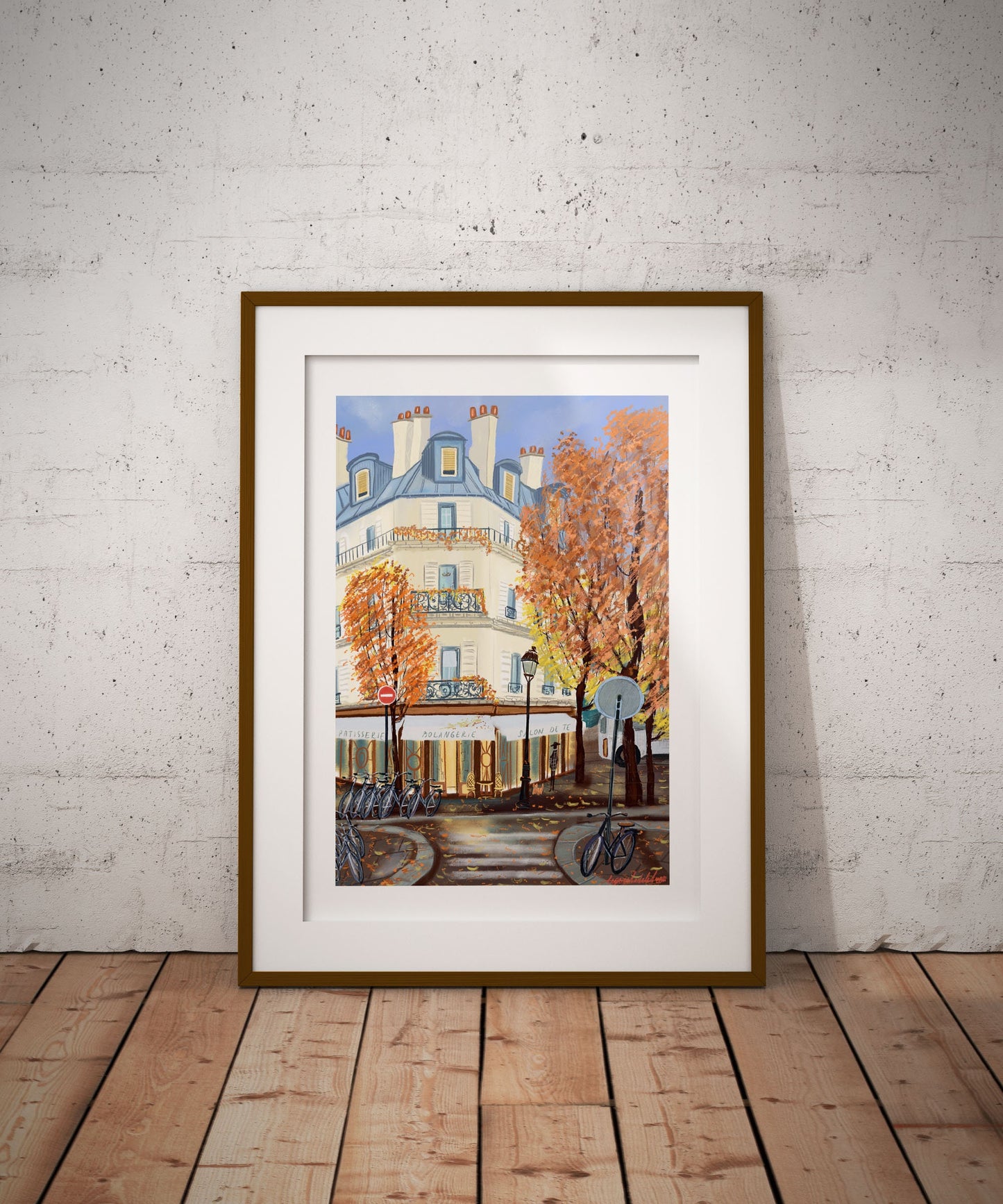 Parisian Autumn Scene Art Print: Colorful Architecture Poster