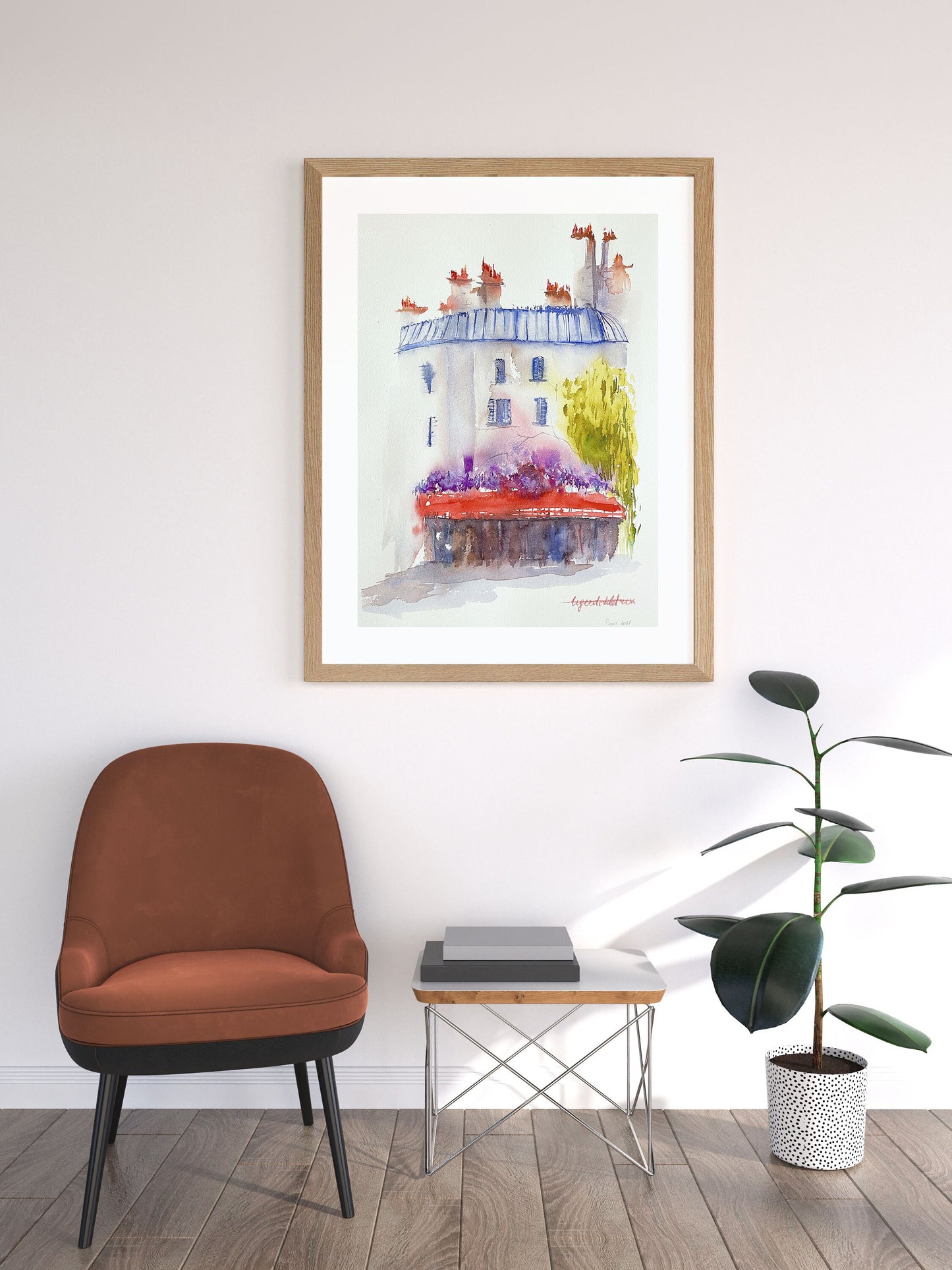 Paris Street Scene Watercolor Painting: Original Parisian House Sketch