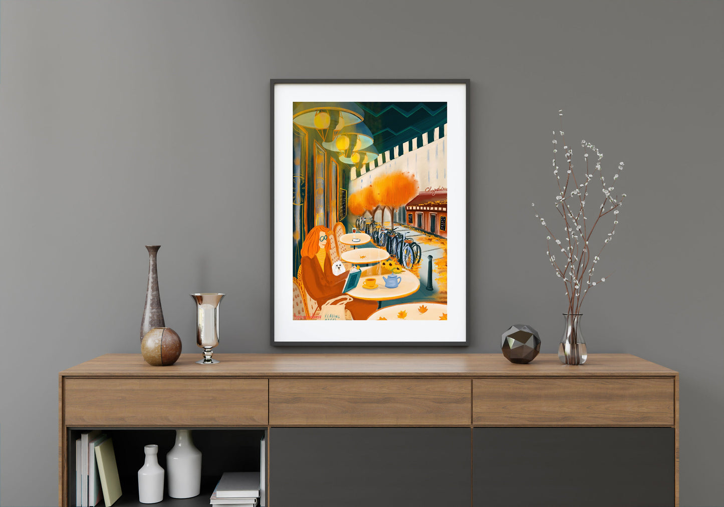 Autumn Reading in Paris Art Print: Booklover Wall Decor
