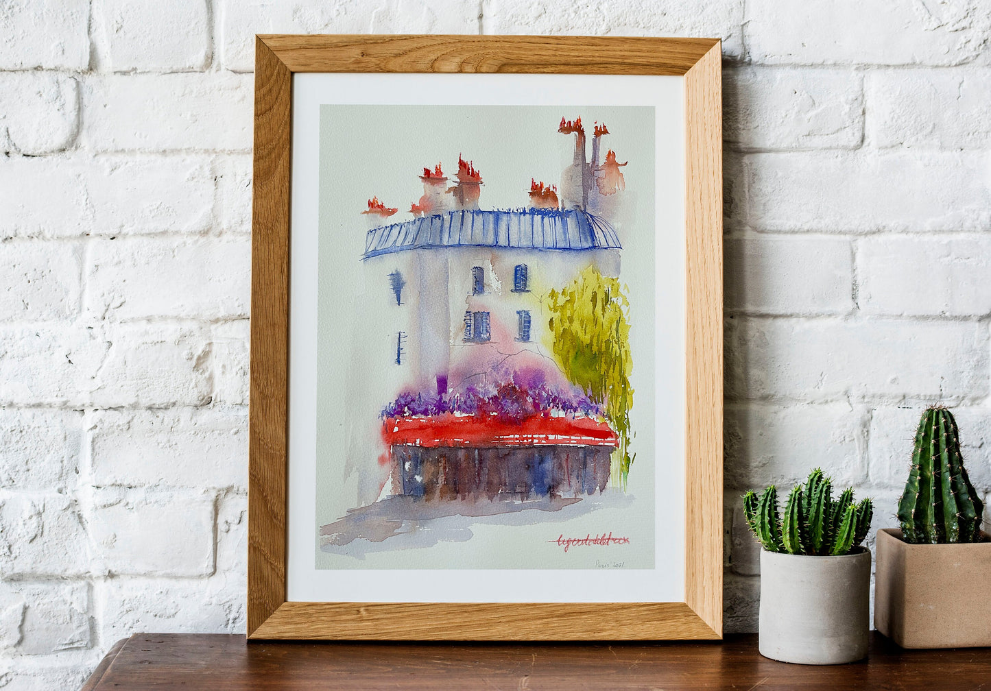 Paris Street Scene Watercolor Painting: Original Parisian House Sketch