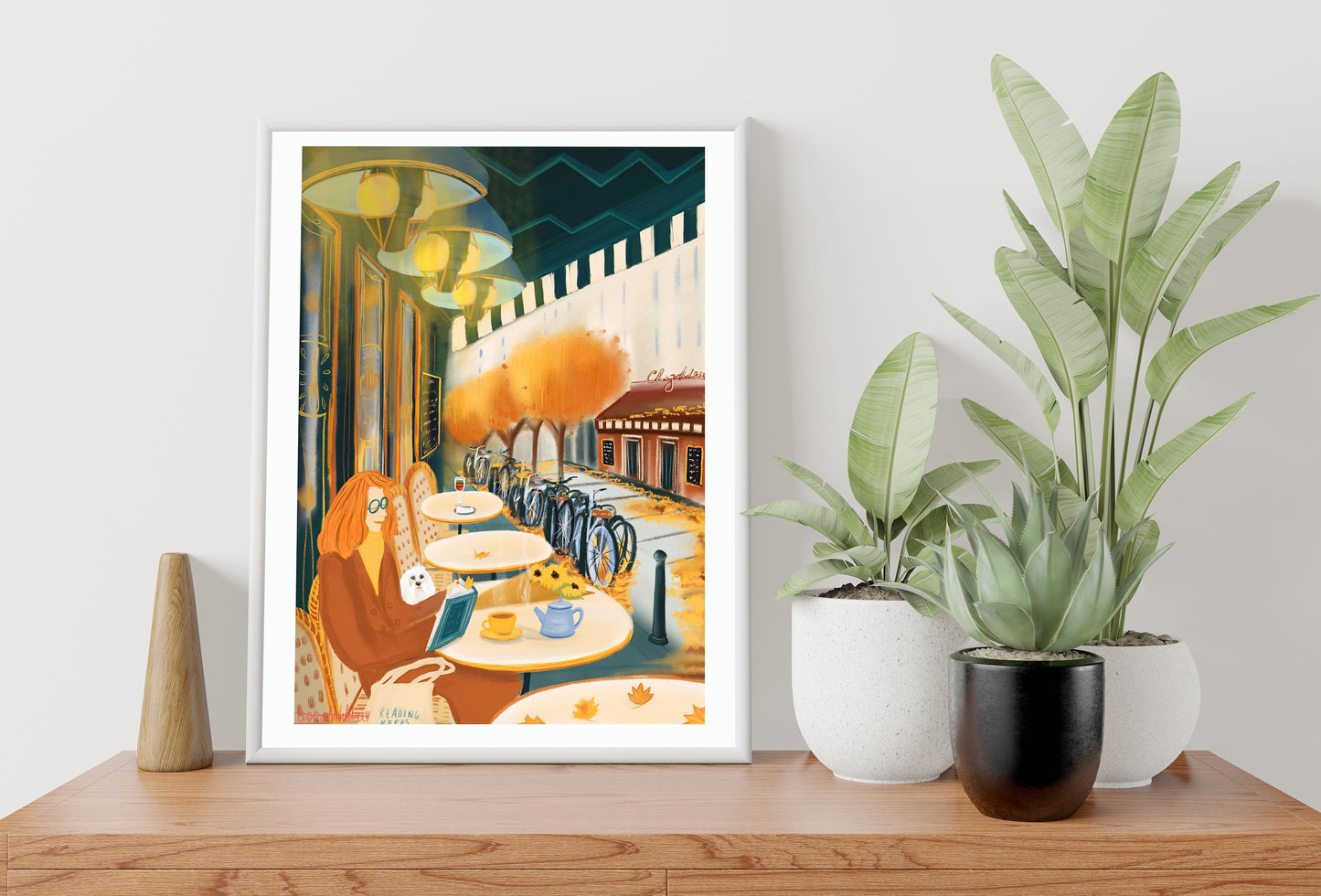 Autumn Reading in Paris Art Print: Booklover Wall Decor