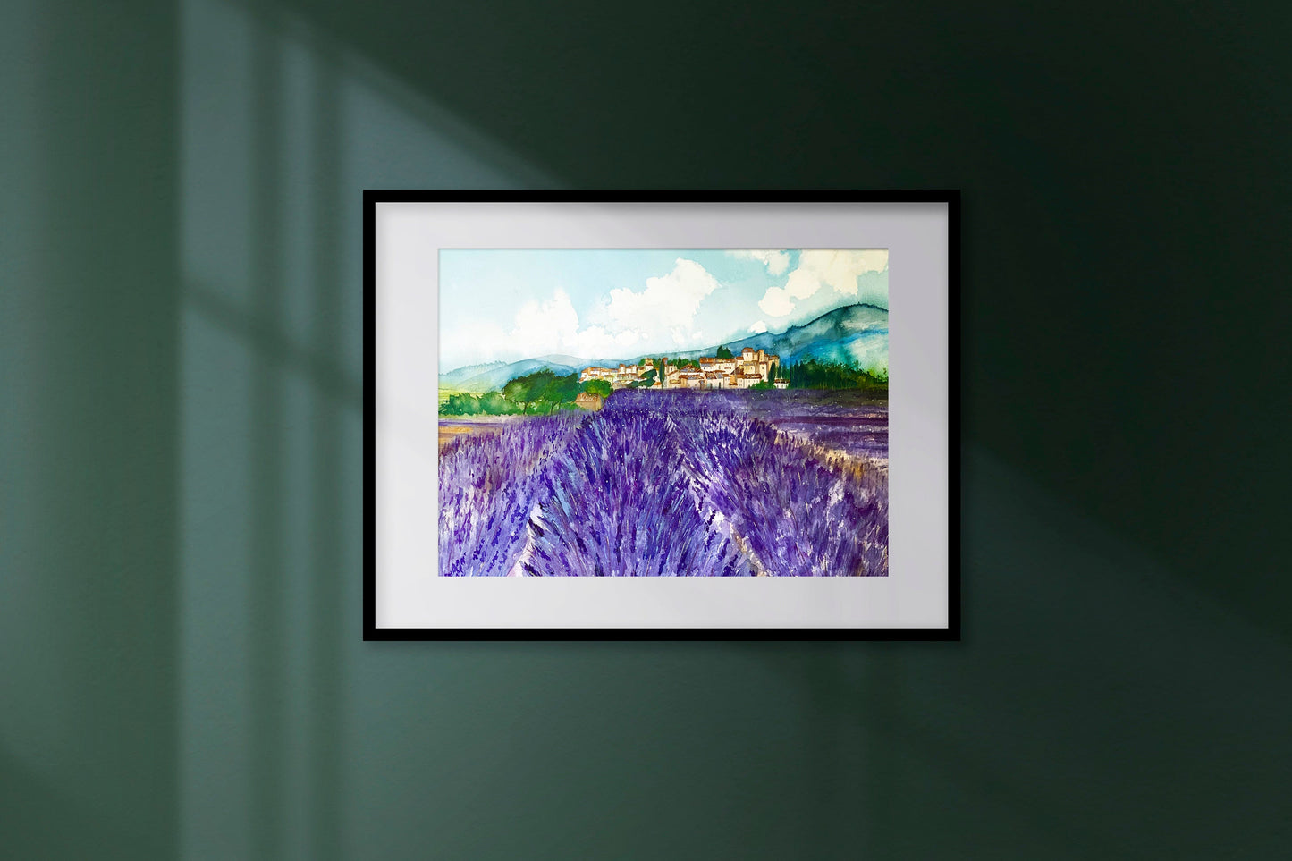 Lavender Field Original Watercolor Painting: Valensole Provence Art