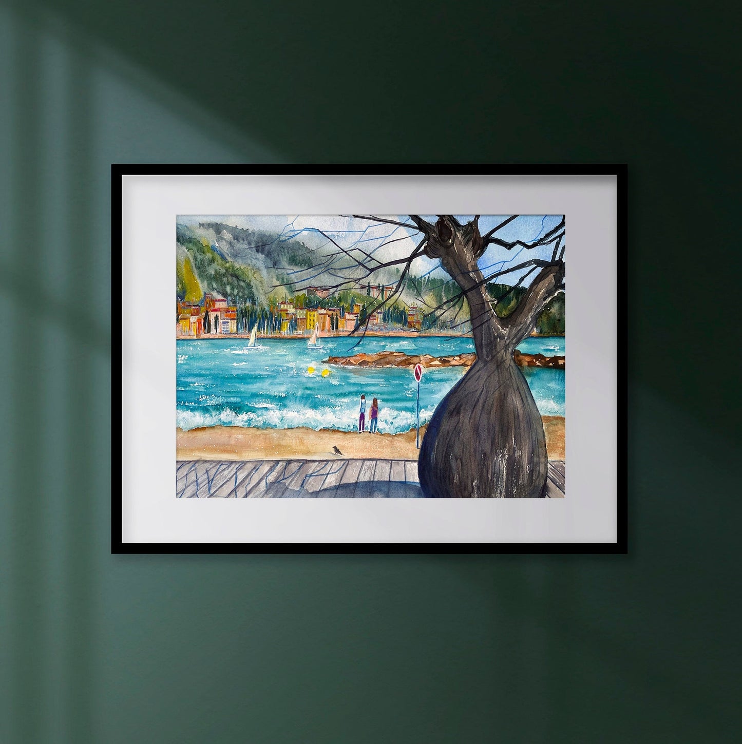 Menton French Riviera Watercolor Painting: Original Cote d'Azur Art