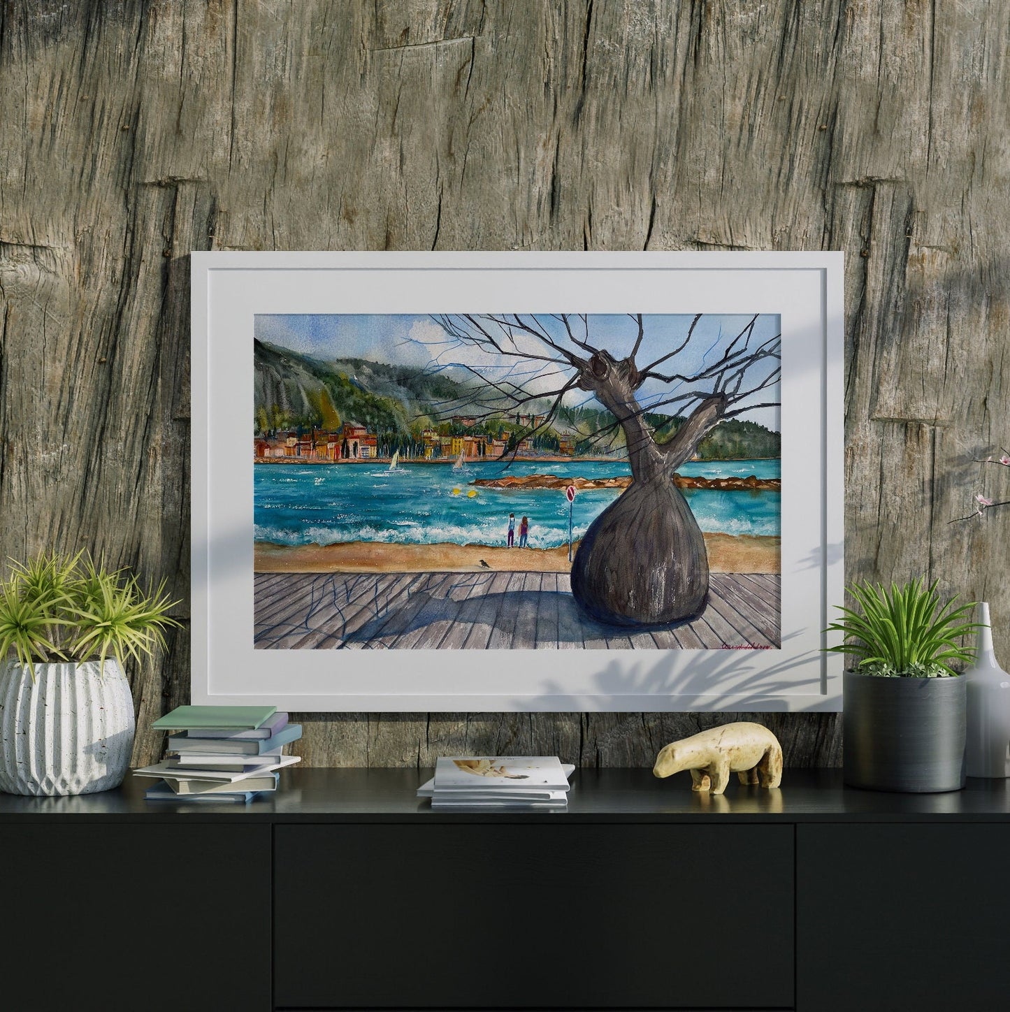 Menton French Riviera Watercolor Painting: Original Cote d'Azur Art