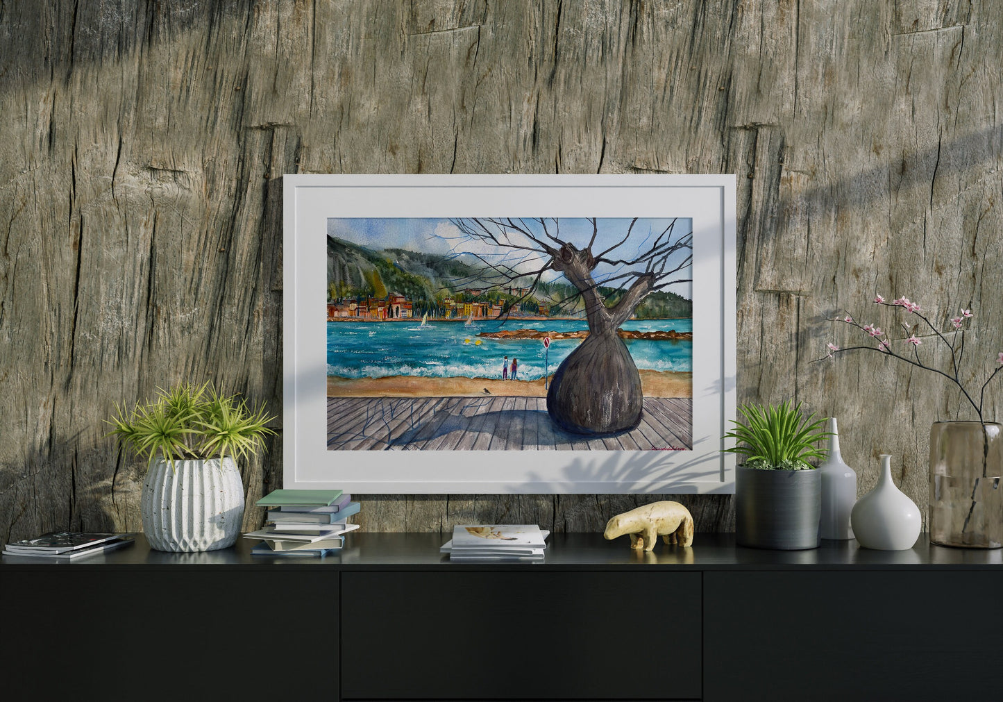 Menton French Riviera Watercolor Painting: Original Cote d'Azur Art