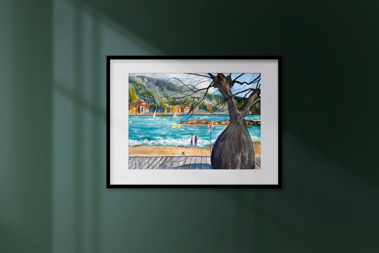 Menton French Riviera Watercolor Painting: Original Cote d'Azur Art