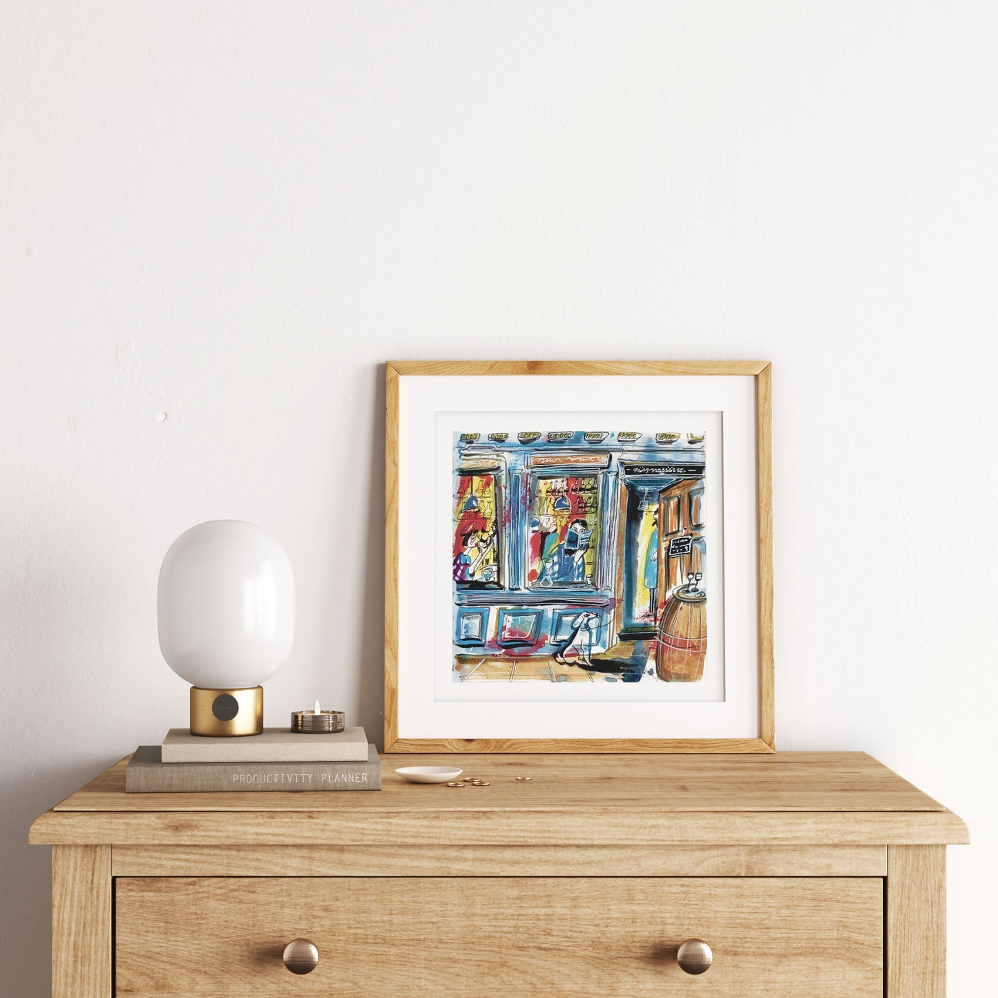 Barcelona Bar Watercolor Art Print: Cafe Wall Decor