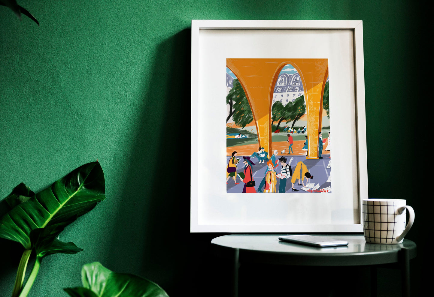 Back to School Art Print: Students in Paris, Colorful Illustration