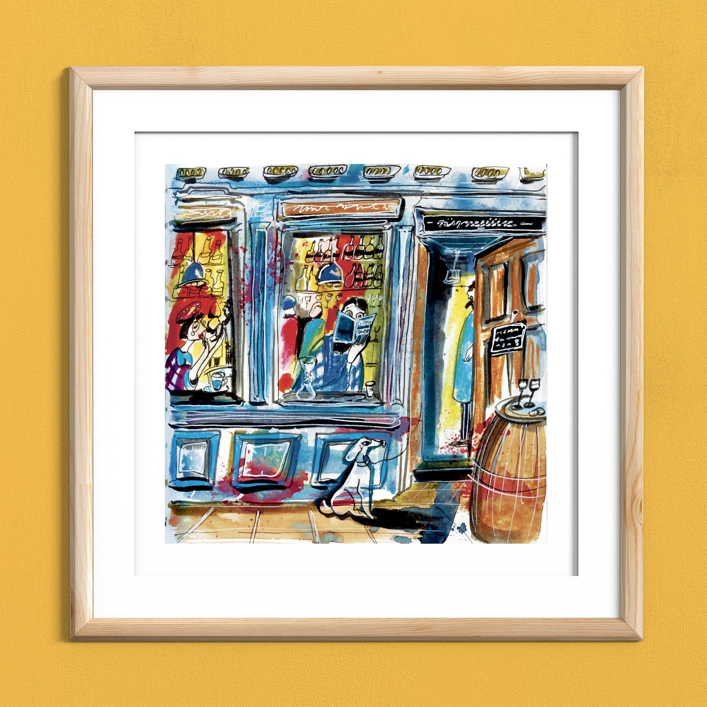 Barcelona Bar Watercolor Art Print: Cafe Wall Decor