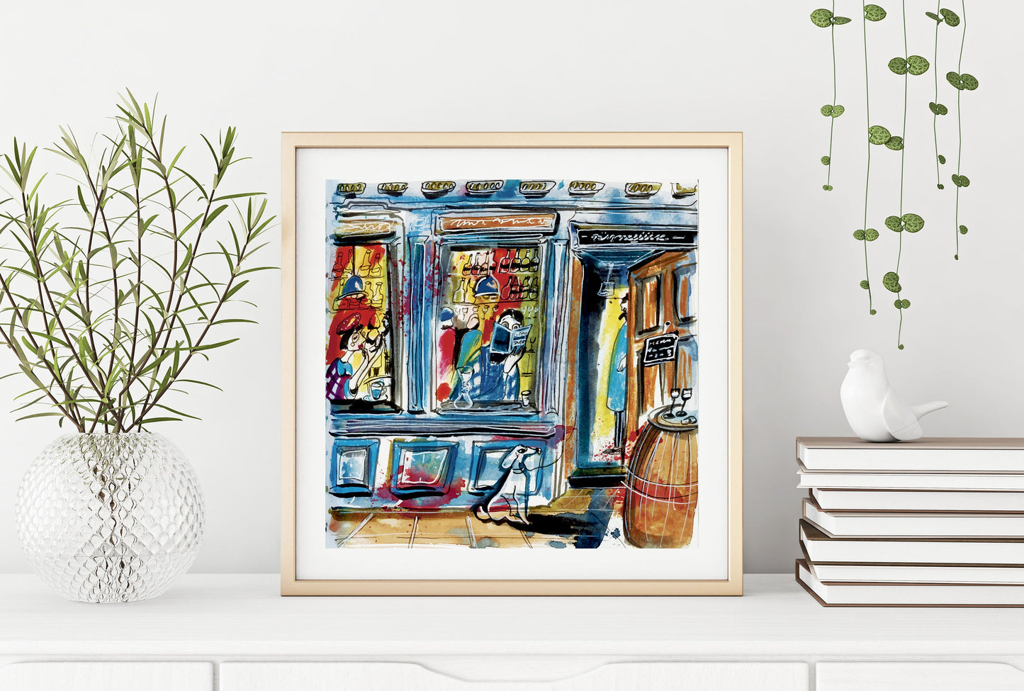 Barcelona Bar Watercolor Art Print: Cafe Wall Decor