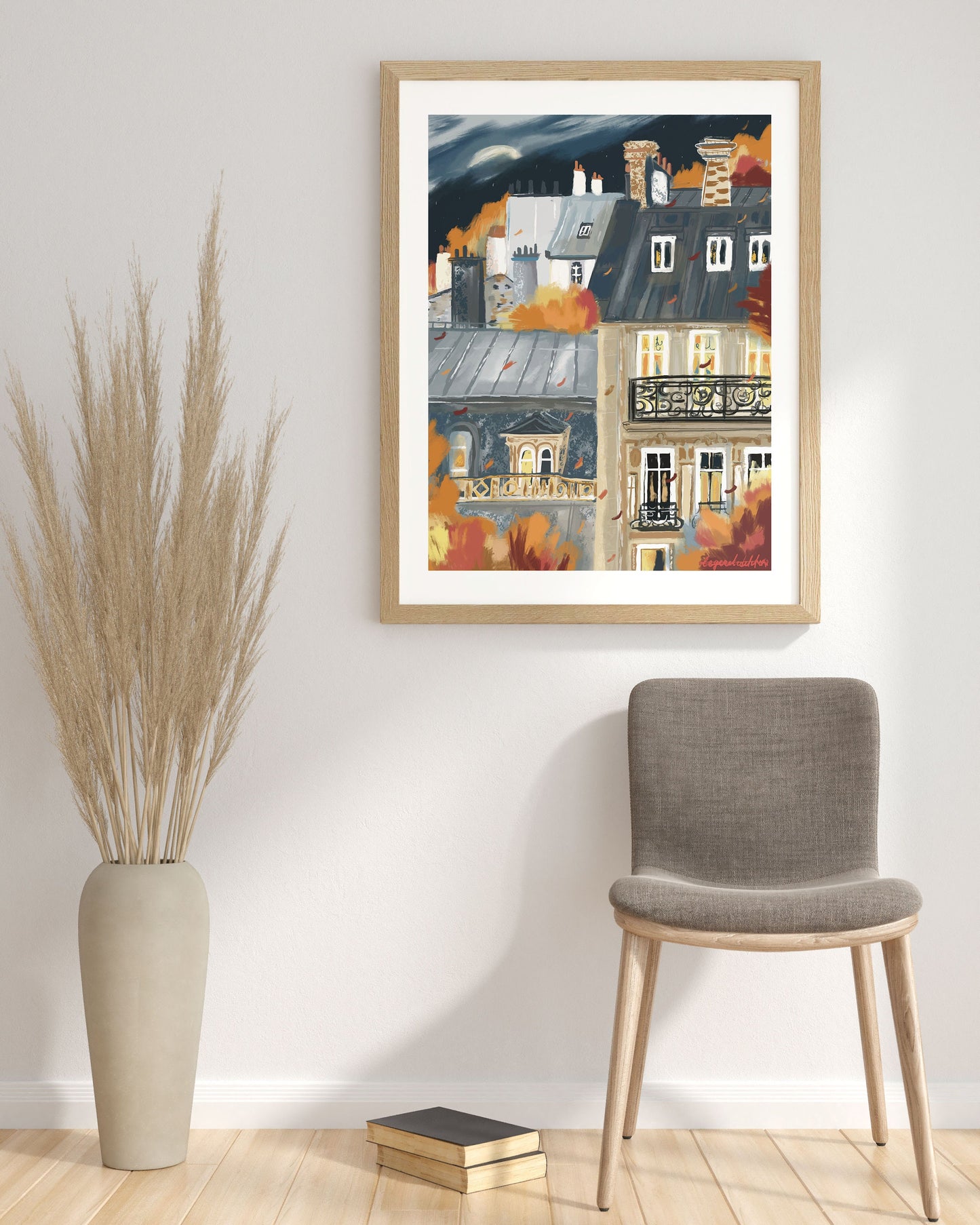 French architecture autumn poster|Paris buildings autumn wall print|Fall landscape art|Autumn painting|Paris city print|Bedroom decor