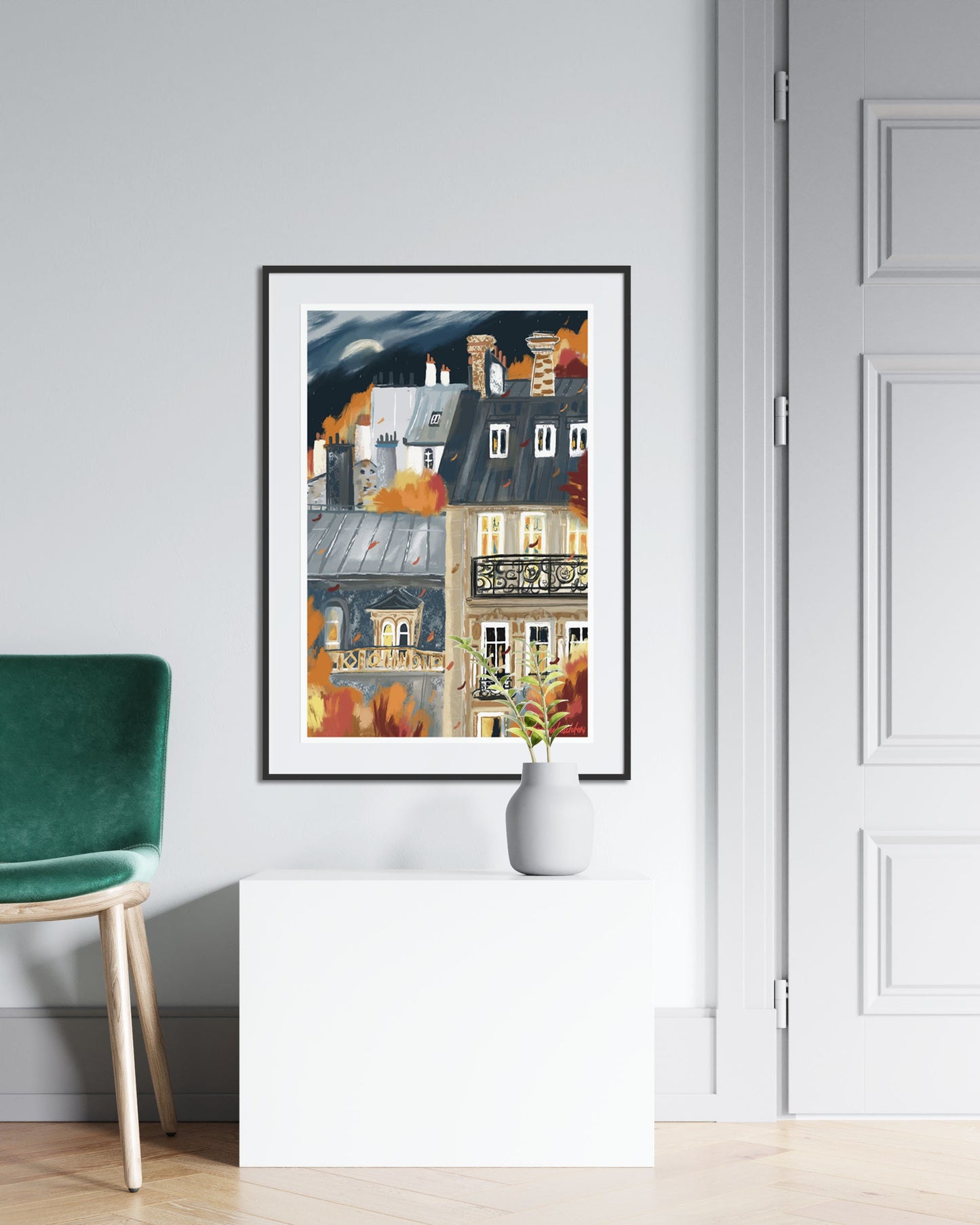 French architecture autumn poster|Paris buildings autumn wall print|Fall landscape art|Autumn painting|Paris city print|Bedroom decor