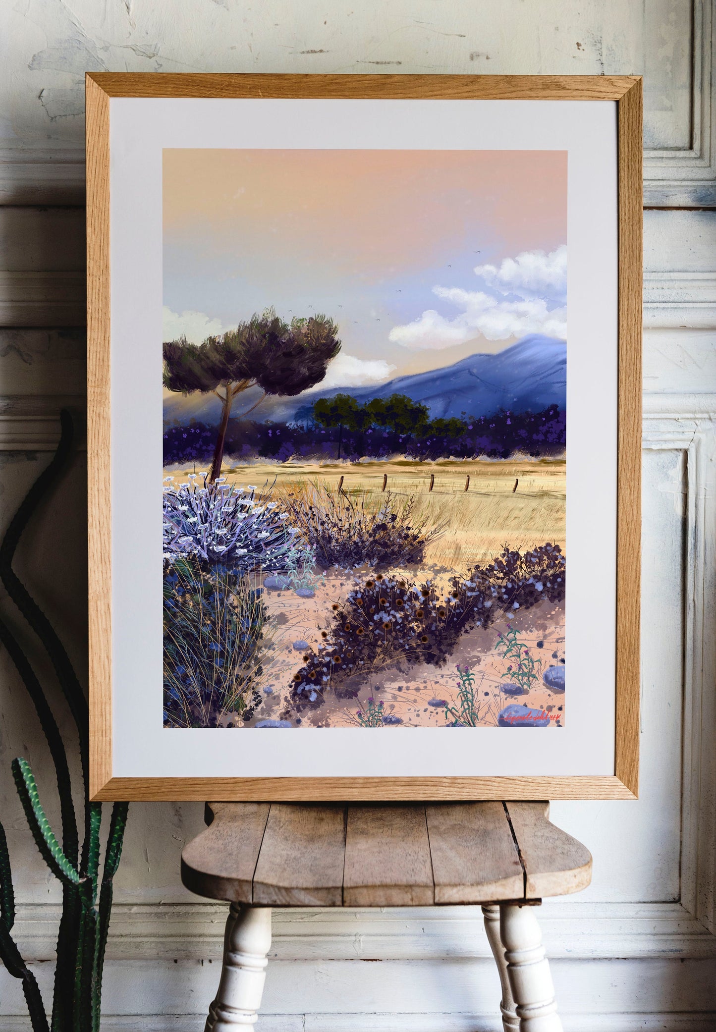 Corsica Landscape Art Print: Fine Art Paper, Travel Illustration