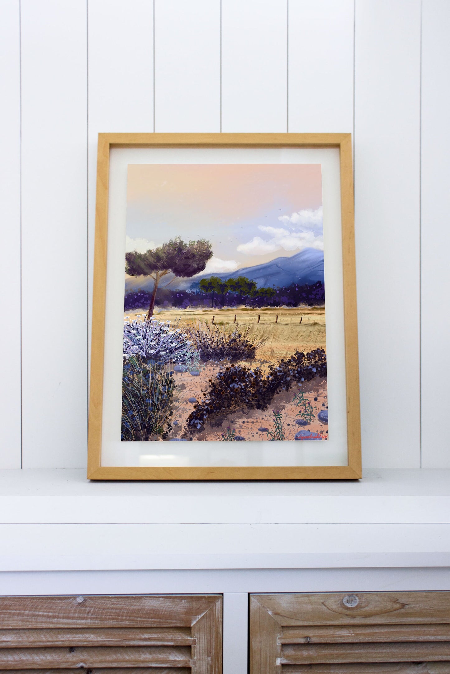 Corsica Landscape Art Print: Fine Art Paper, Travel Illustration