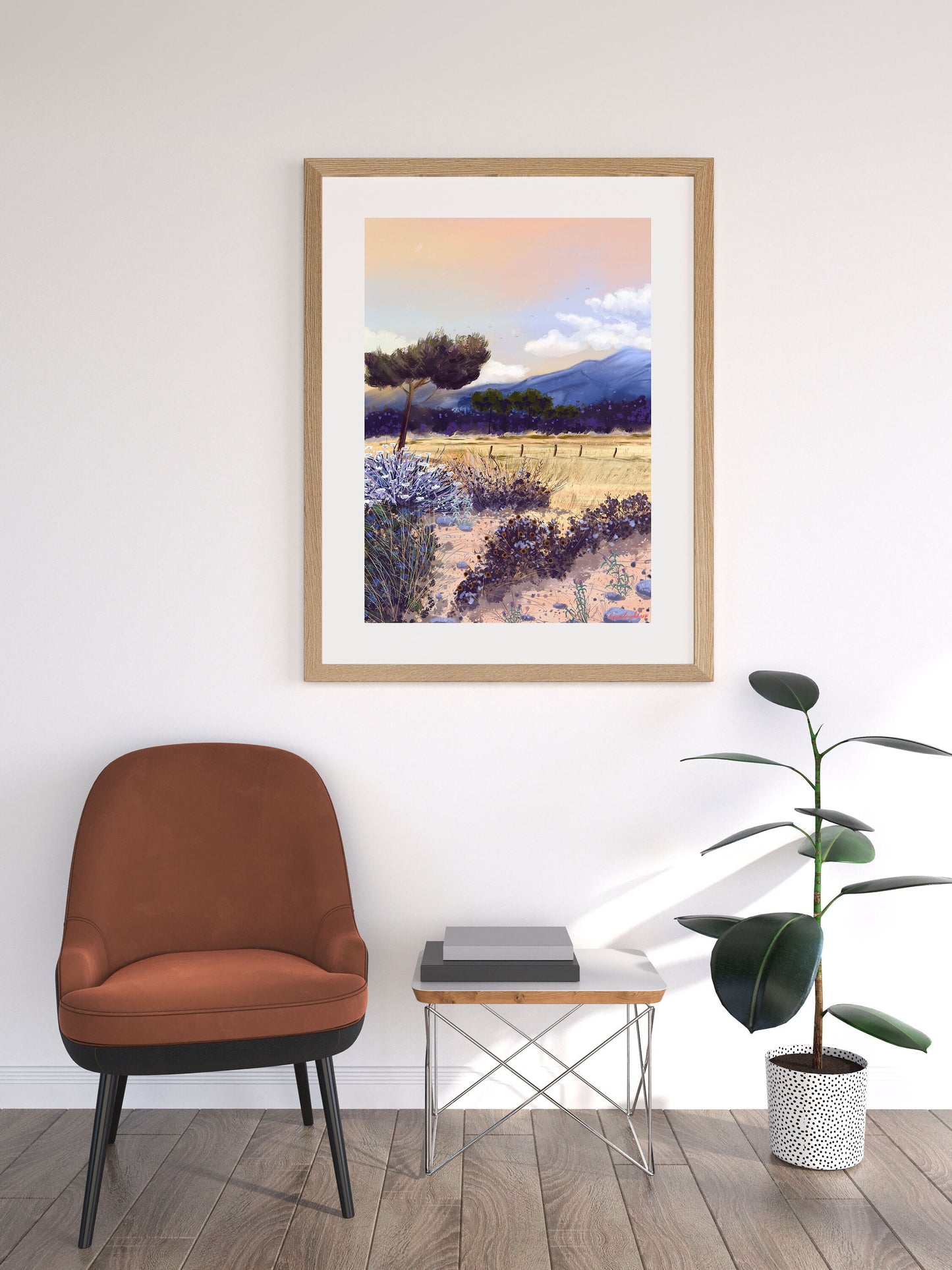Corsica Landscape Art Print: Fine Art Paper, Travel Illustration