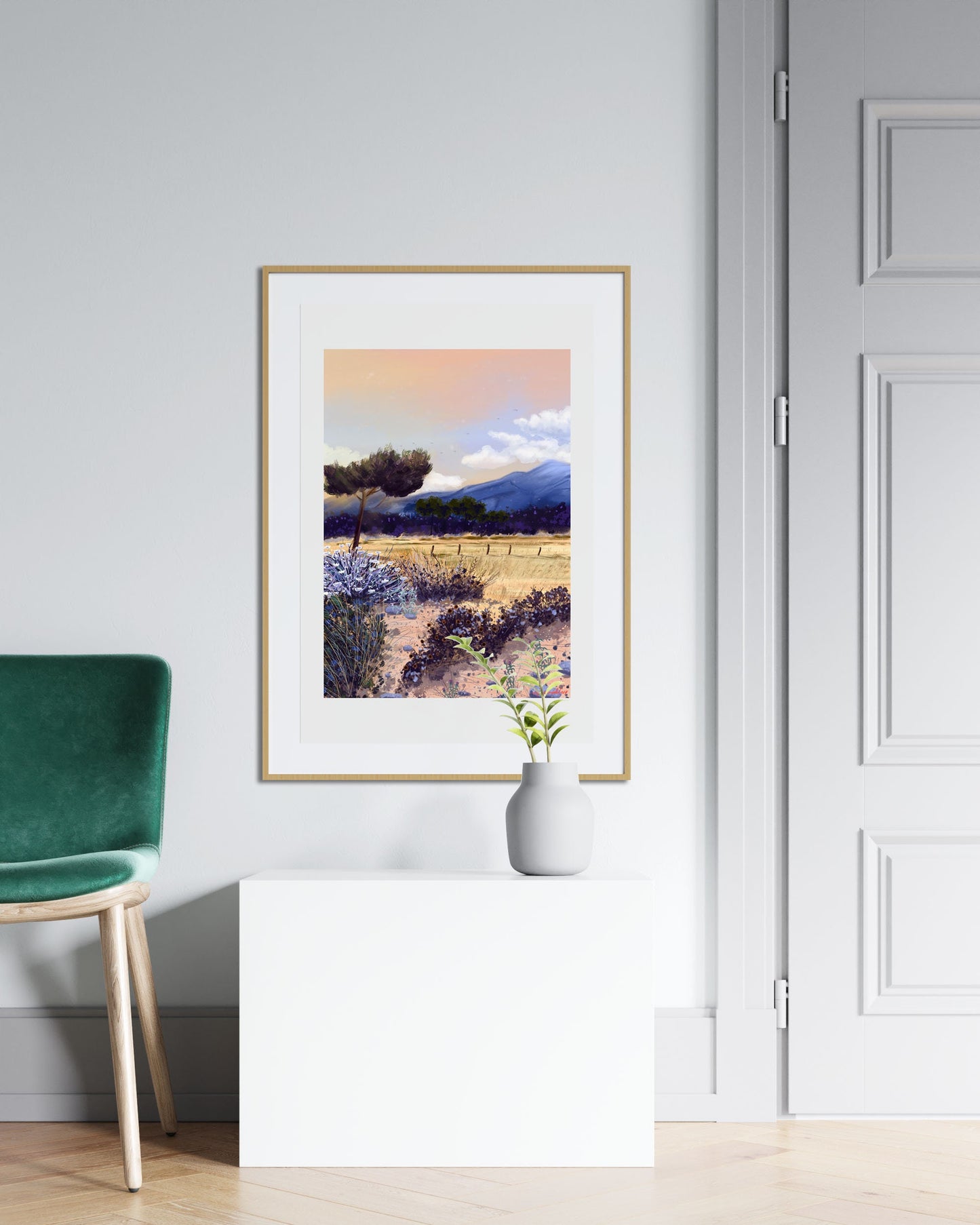 Corsica Landscape Art Print: Fine Art Paper, Travel Illustration