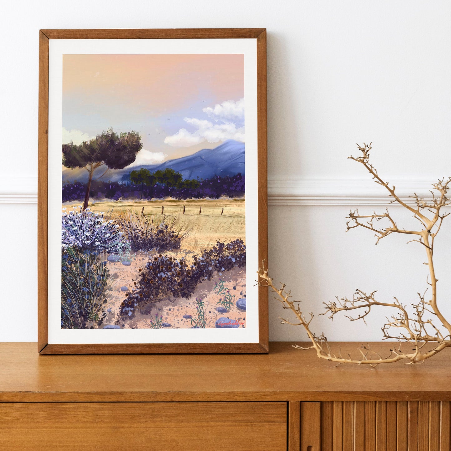 Corsica Landscape Art Print: Fine Art Paper, Travel Illustration